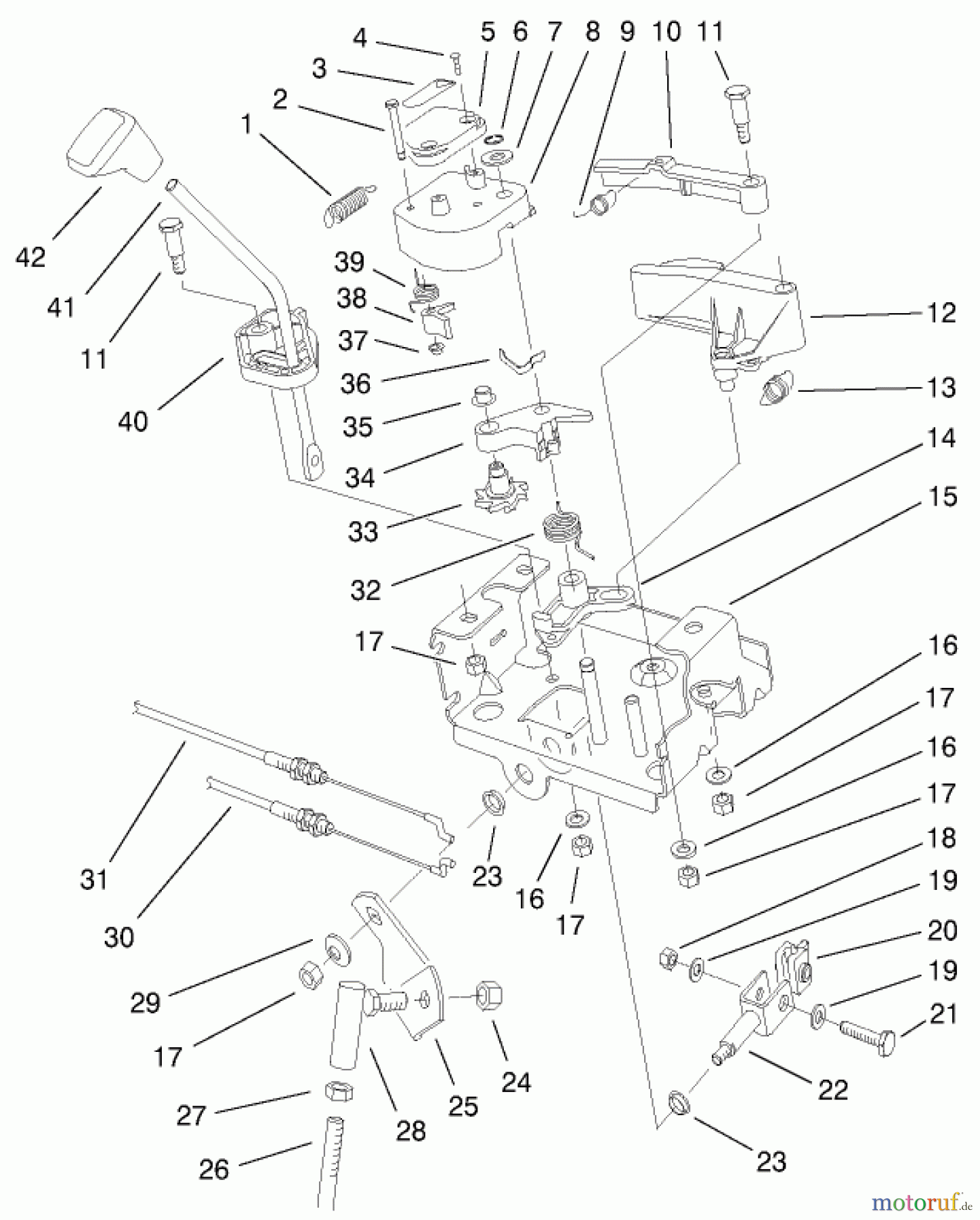  Toro Neu Snow Blowers/Snow Throwers Seite 1 38087 (1332) - Toro 1332 Power Shift Snowthrower, 2001 (210000001-210999999) POWER SHIFT CONTROL ASSEMBLY