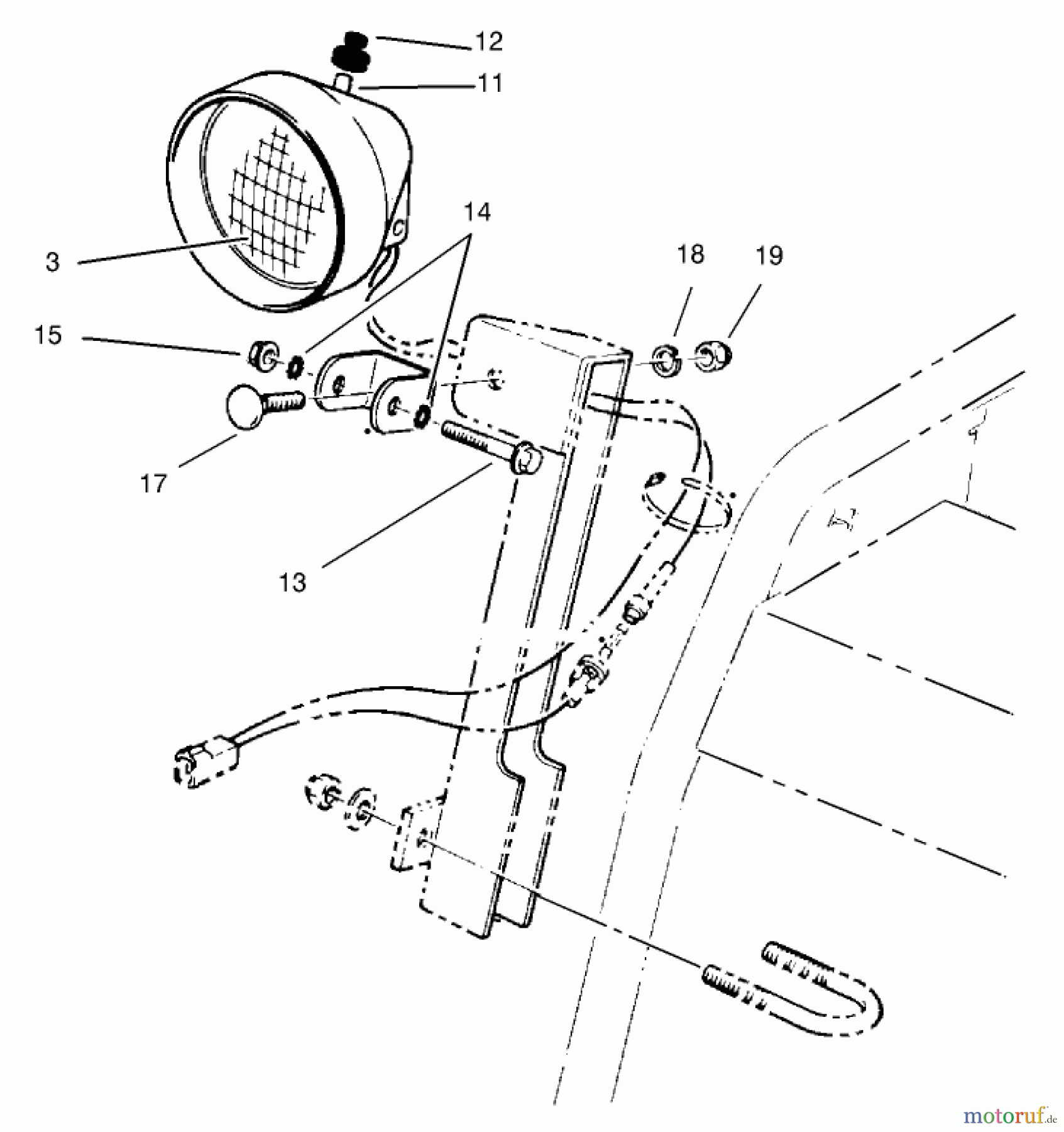  Toro Neu Snow Blowers/Snow Throwers Seite 1 38087 (1332) - Toro 1332 Power Shift Snowthrower, 2004 (240000001-240999999) HEADLAMP ASSEMBLY PART NO. 54-9871