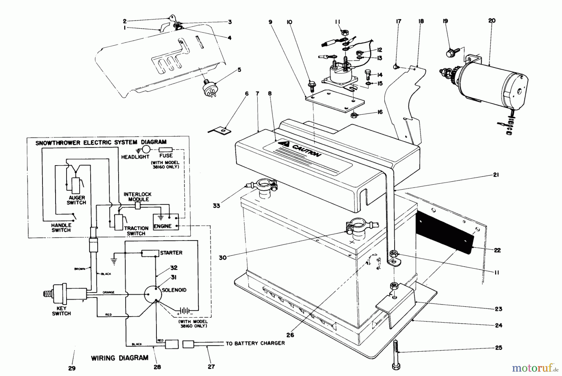  Toro Neu Snow Blowers/Snow Throwers Seite 1 38090 (1132) - Toro 1132 Snowthrower, 1982 (2000001-2999999) 12 VOLT STARTING MOTOR KIT 42-3370 (8 & 11 H.P. SNOWTHROWER MODEL 38150 & 38090)