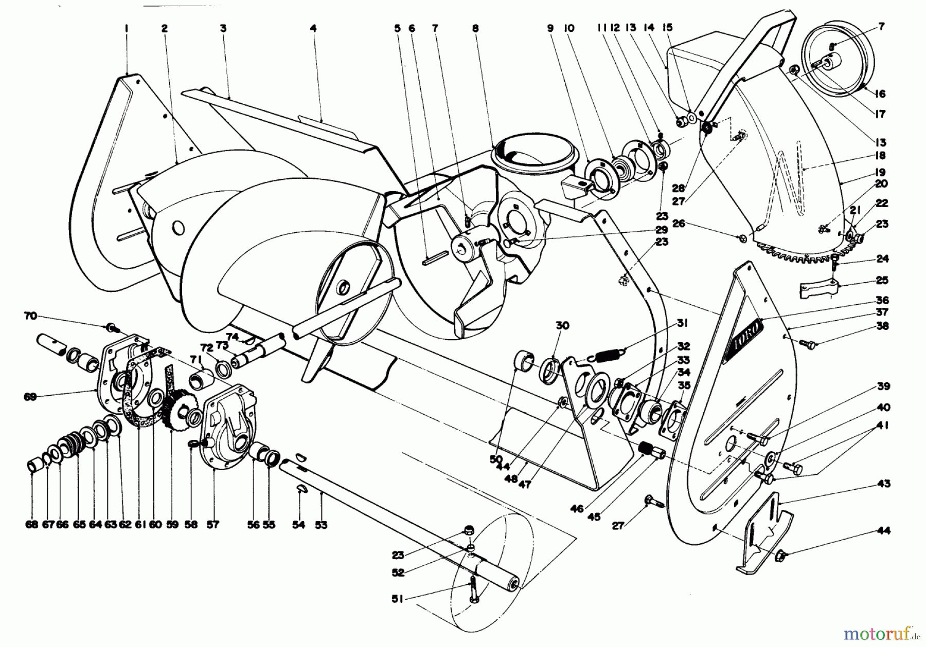  Toro Neu Snow Blowers/Snow Throwers Seite 1 38150 (826) - Toro 826 Snowthrower, 1982 (2000001-2999999) AUGER ASSEMBLY