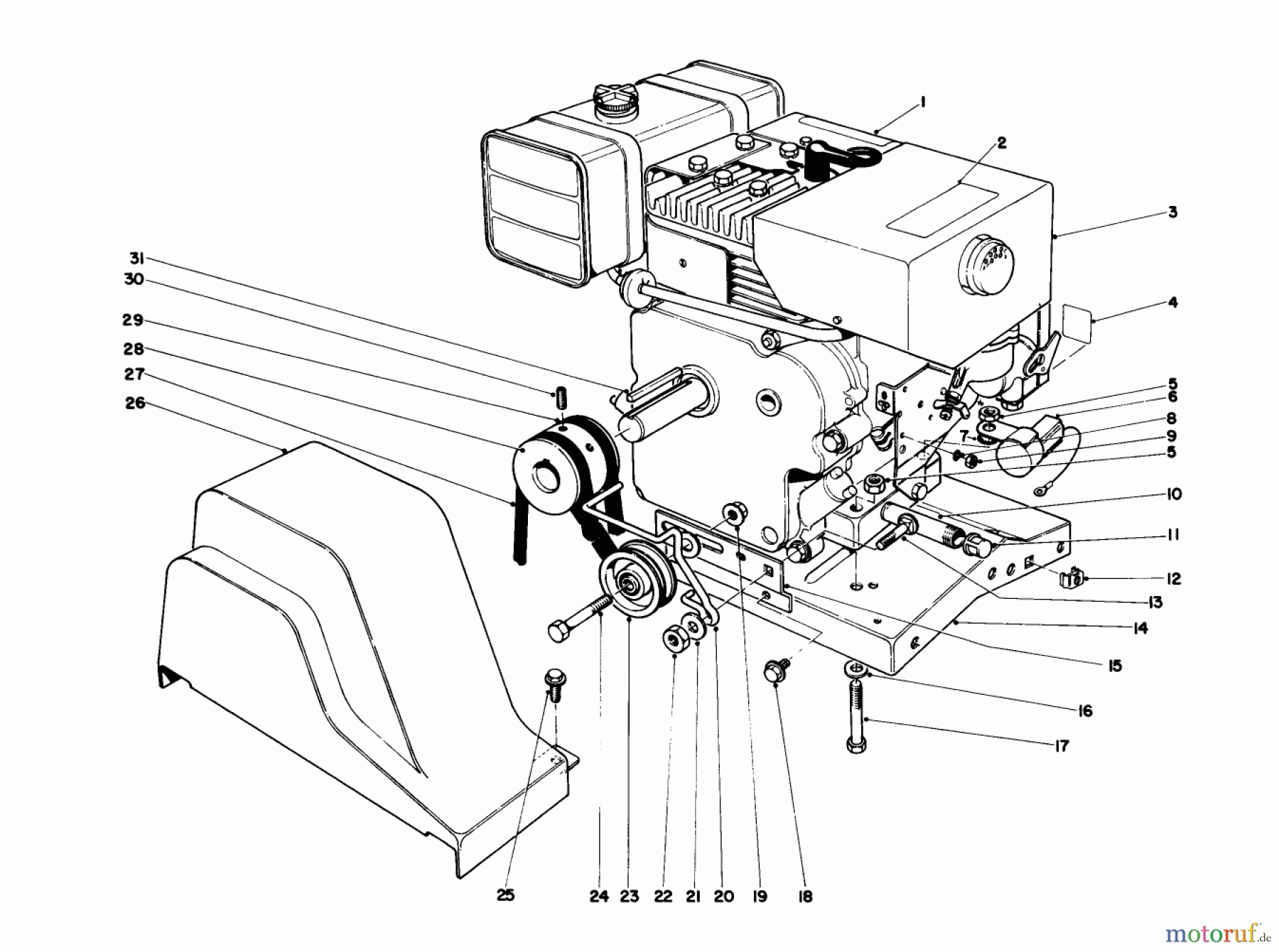  Toro Neu Snow Blowers/Snow Throwers Seite 1 38090 (1132) - Toro 1132 Snowthrower, 1981 (1000001-1999999) ENGINE ASSEMBLY (MODEL 38150)