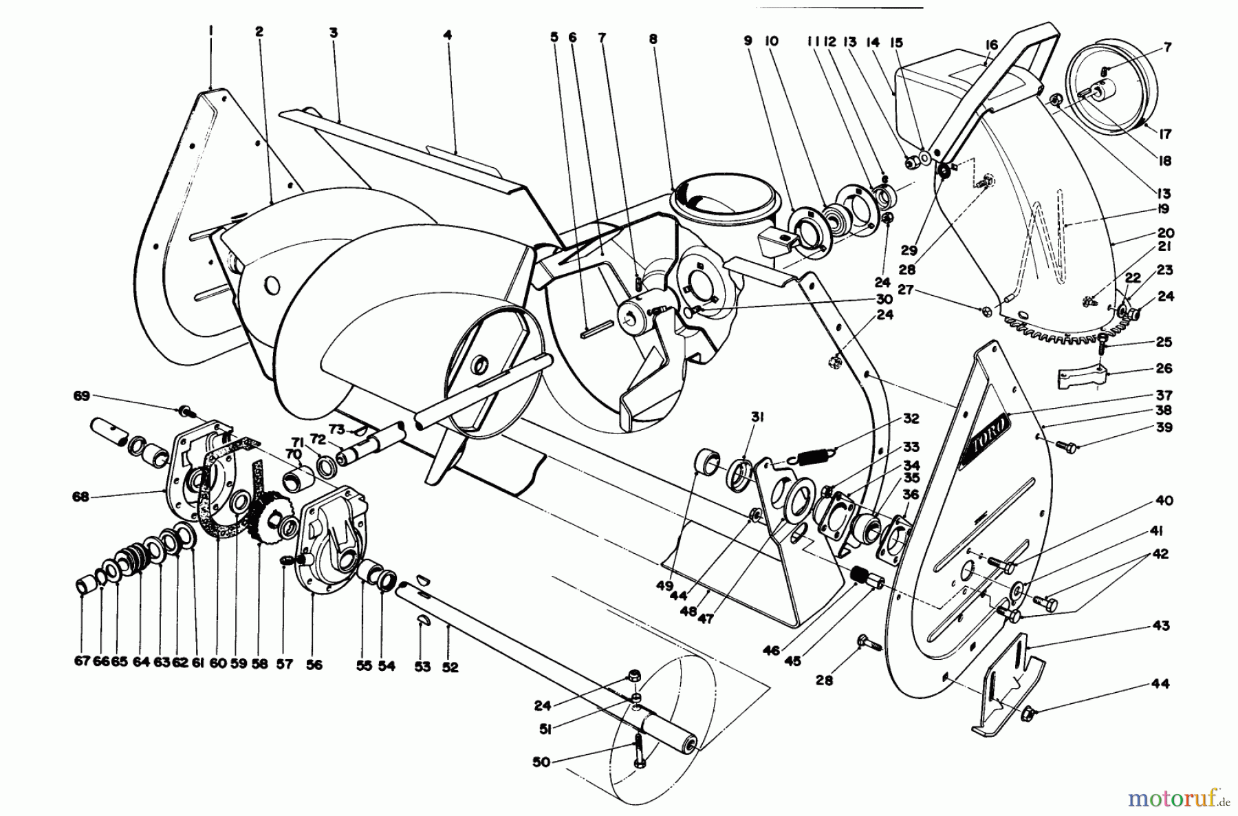  Toro Neu Snow Blowers/Snow Throwers Seite 1 38090 (1132) - Toro 1132 Snowthrower, 1985 (5000001-5999999) AUGER ASSEMBLY