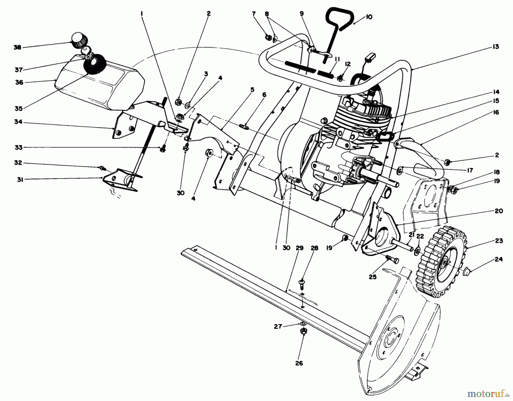  Toro Neu Snow Blowers/Snow Throwers Seite 1 38115C (CR-20R) - Toro CR-20 Snowthrower, 1990 (0000001-0999999) ENGINE ASSEMBLY (MODEL NO. 38110C)