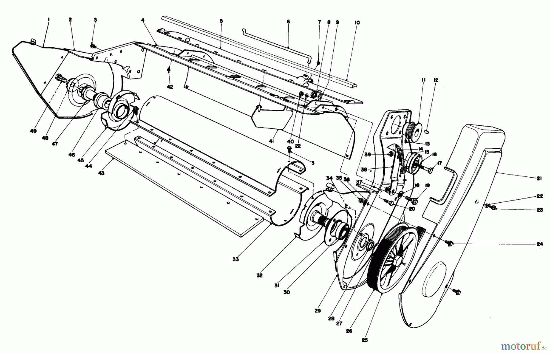  Toro Neu Snow Blowers/Snow Throwers Seite 1 38130 (S-200) - Toro S-200 Snowthrower, 1981 (1000351-1999999) LOWER MAIN FRAME ASSEMBLY (MODEL 38120)