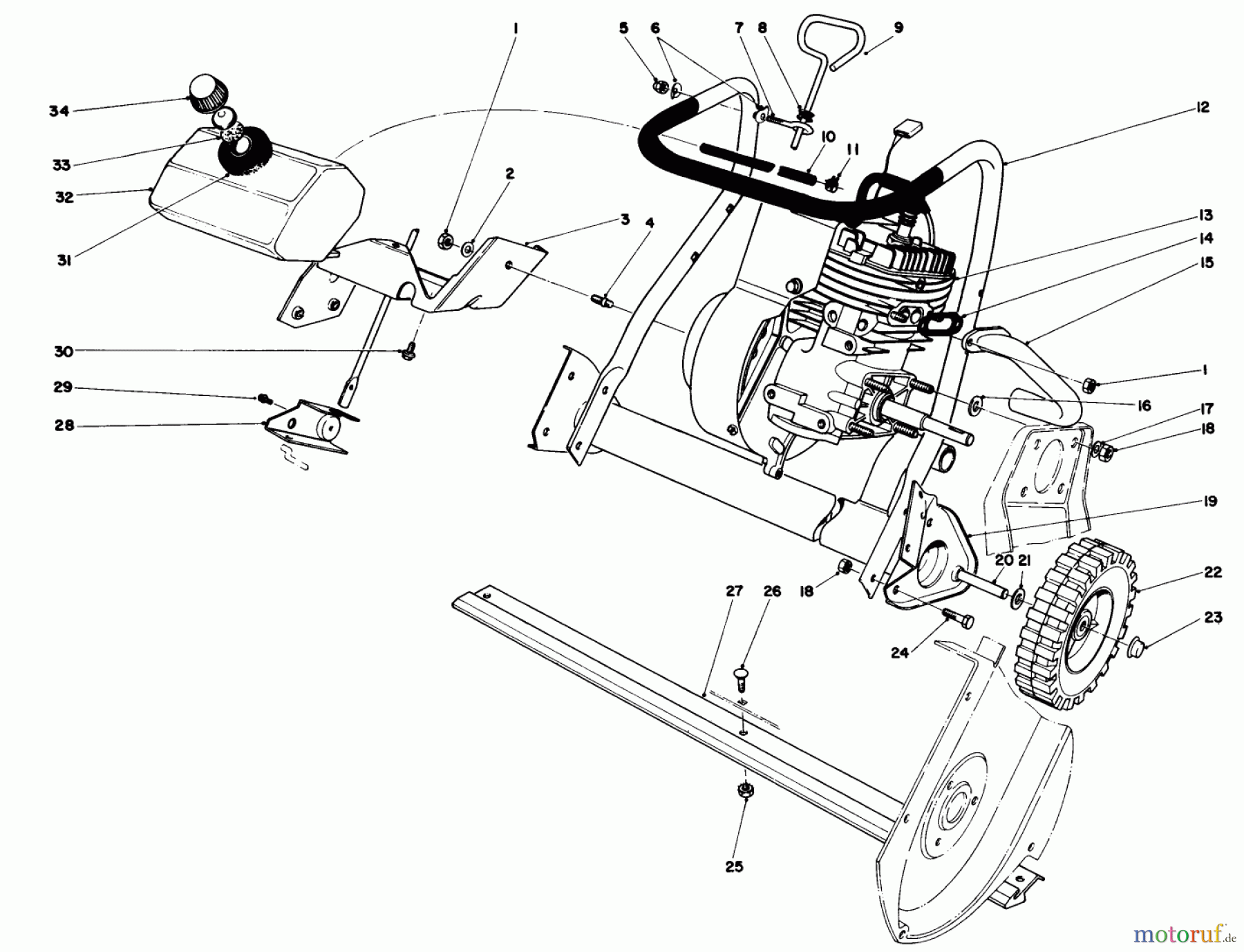  Toro Neu Snow Blowers/Snow Throwers Seite 1 38120 (S-200) - Toro S-200 Snowthrower, 1984 (4000001-4999999) ENGINE ASSEMBLY