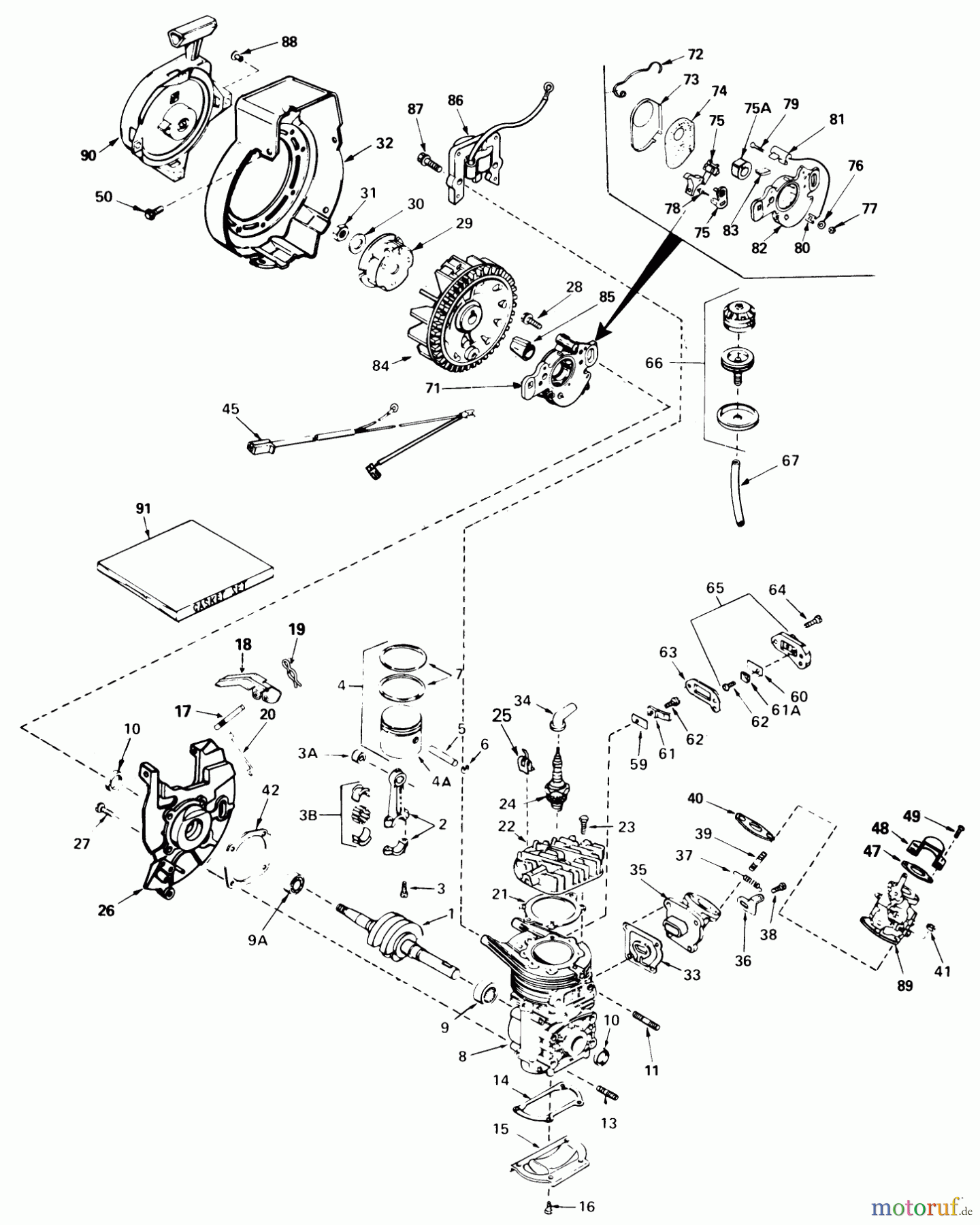  Toro Neu Snow Blowers/Snow Throwers Seite 1 38120 (S-200) - Toro S-200 Snowthrower, 1984 (4000001-4999999) ENGINE ASSEMBLY ENGINE TECUMSEH MODEL NO. AH520 TYPE 1602A & 1603B