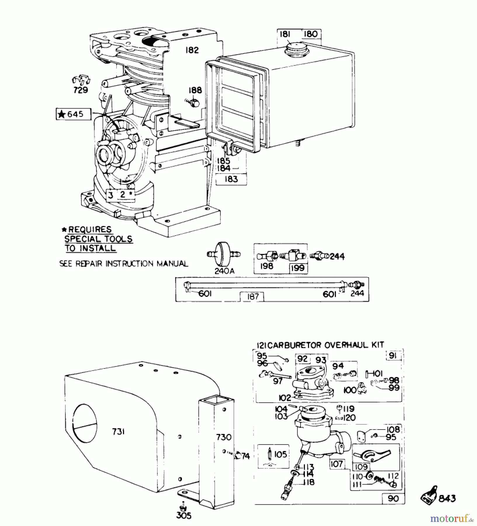  Toro Neu Snow Blowers/Snow Throwers Seite 1 38150 (826) - Toro 826 Snowthrower, 1983 (3000001-3999999) ENGINE BRIGGS & STRATTON MODEL 190402 TYPE 0989-01 #2