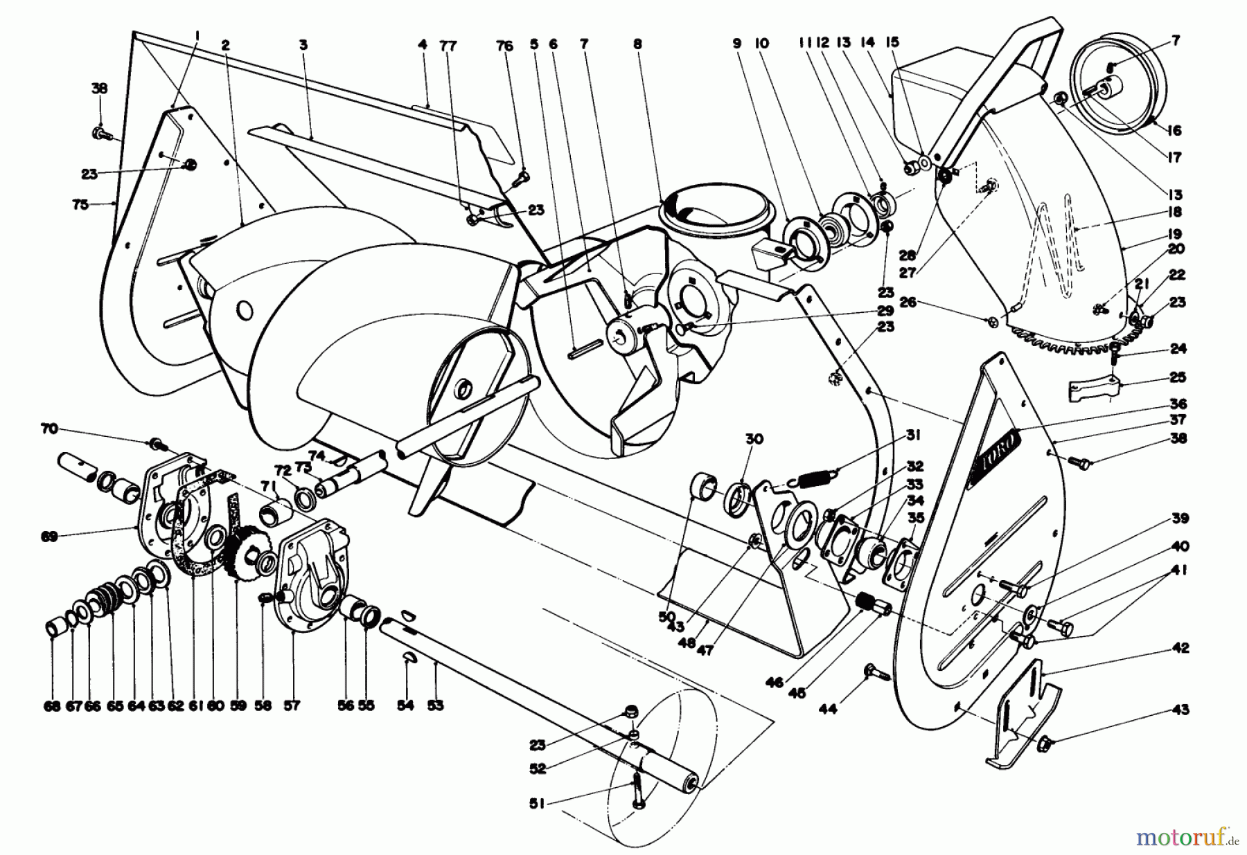  Toro Neu Snow Blowers/Snow Throwers Seite 1 38155 (826) - Toro 826 Snowthrower, 1985 (5000001-5999999) AUGER ASSEMBLY