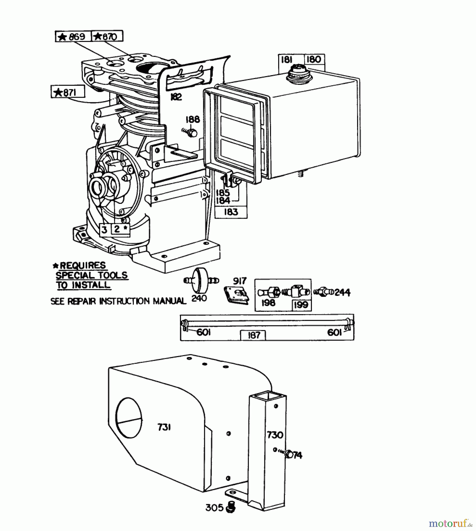  Toro Neu Snow Blowers/Snow Throwers Seite 1 38155 (826) - Toro 826 Snowthrower, 1984 (4000001-4999999) ENGINE BRIGGS & STRATTON MODEL NO. 190402-2720-01 #3