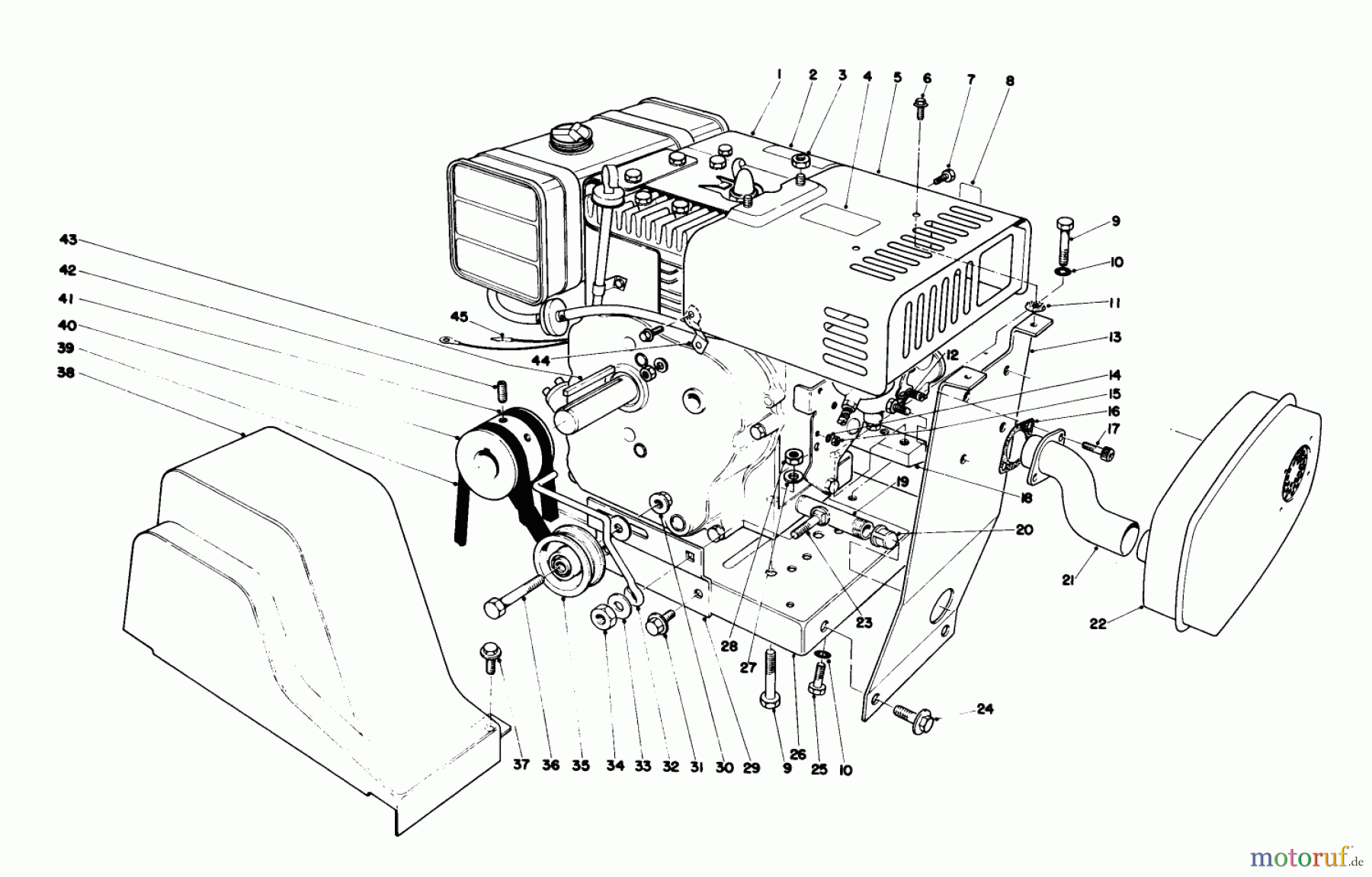  Toro Neu Snow Blowers/Snow Throwers Seite 1 38160 (1132) - Toro 1132 Snowthrower, 1980 (0000001-0999999) ENGINE ASSEMBLY (MODEL 38160)