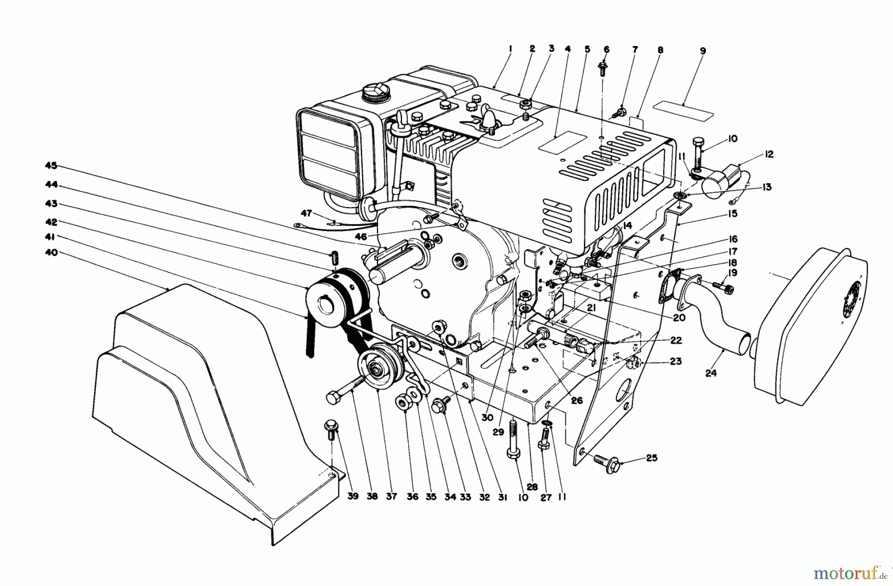  Toro Neu Snow Blowers/Snow Throwers Seite 1 38160 (1132) - Toro 1132 Snowthrower, 1982 (2000001-2999999) ENGINE ASSEMBLY