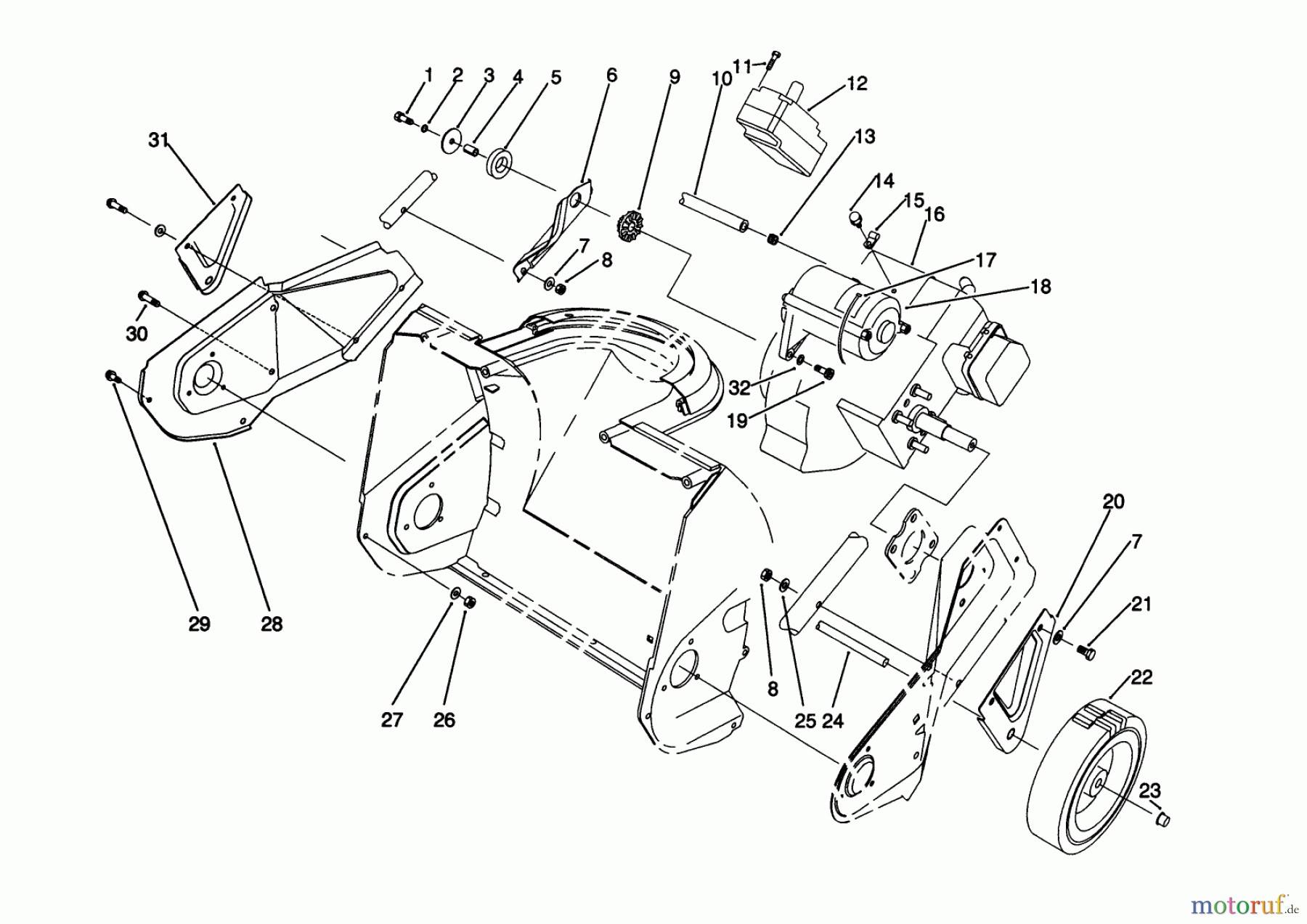  Toro Neu Snow Blowers/Snow Throwers Seite 1 38175 - Toro CCR Powerlite Snowthrower, 1991 (1000001-1999999) ENGINE & WHEEL ASSEMBLY