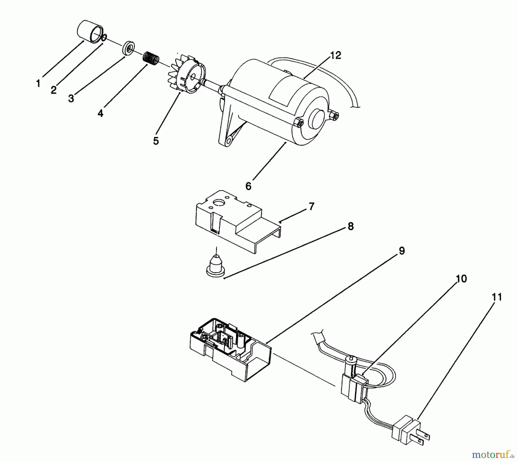  Toro Neu Snow Blowers/Snow Throwers Seite 1 38170 - Toro CCR Powerlite Snowthrower, 1992 (2000001-2999999) STARTER MOTOR ASSEMBLY (MODEL NO. 38175 ONLY)