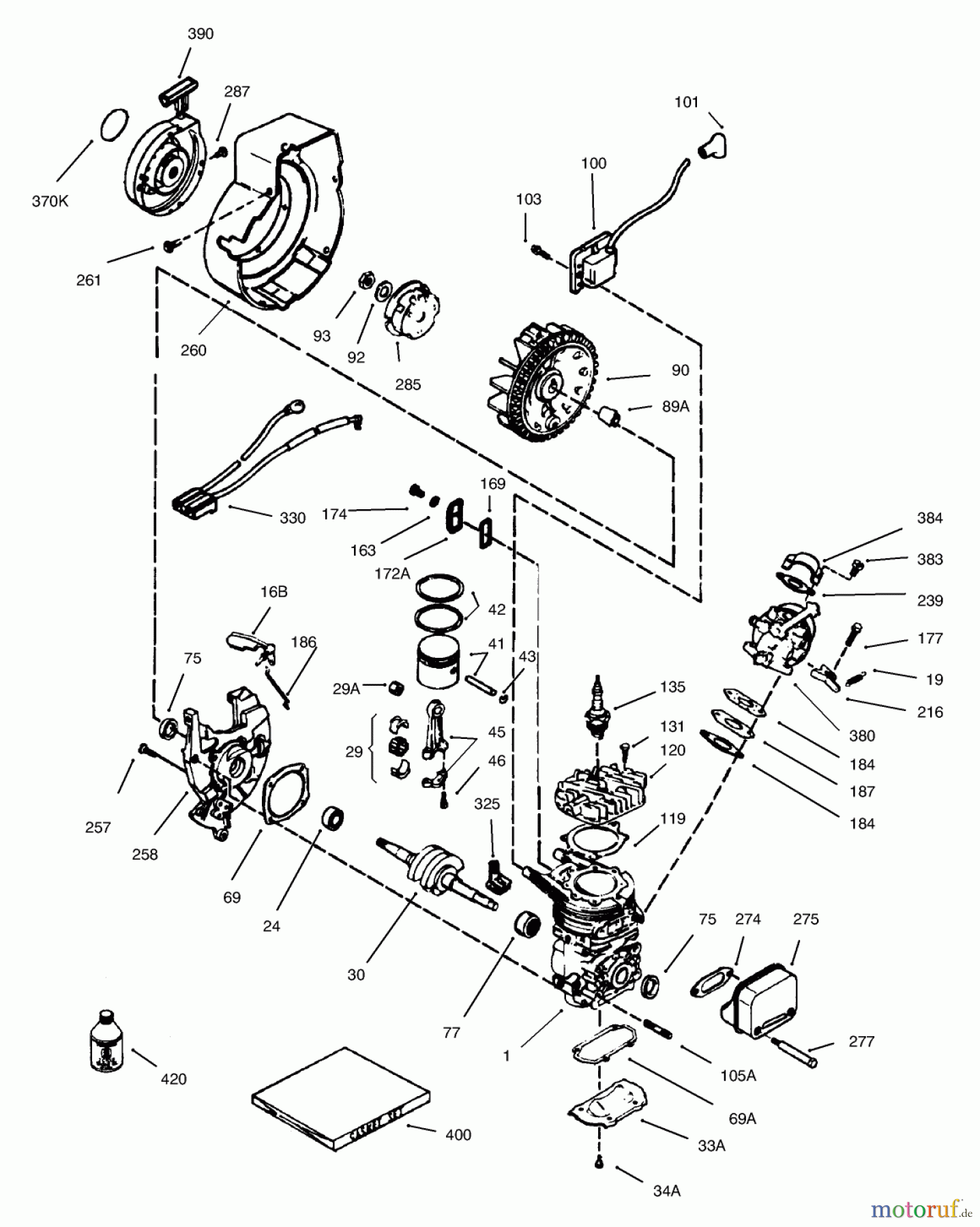  Toro Neu Snow Blowers/Snow Throwers Seite 1 38173 - Toro CCR Powerlite Snowthrower, 2001 (210000001-210999999) ENGINE ASSEMBLY TECUMSEH MODEL NO. HSK635-1723A