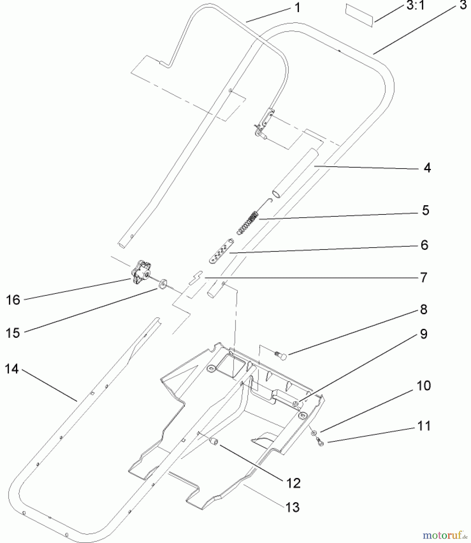  Toro Neu Snow Blowers/Snow Throwers Seite 1 38173 - Toro Powerlite Snowthrower, 2005 (250000001-250999999) HANDLE AND LOWER SHROUD ASSEMBLY