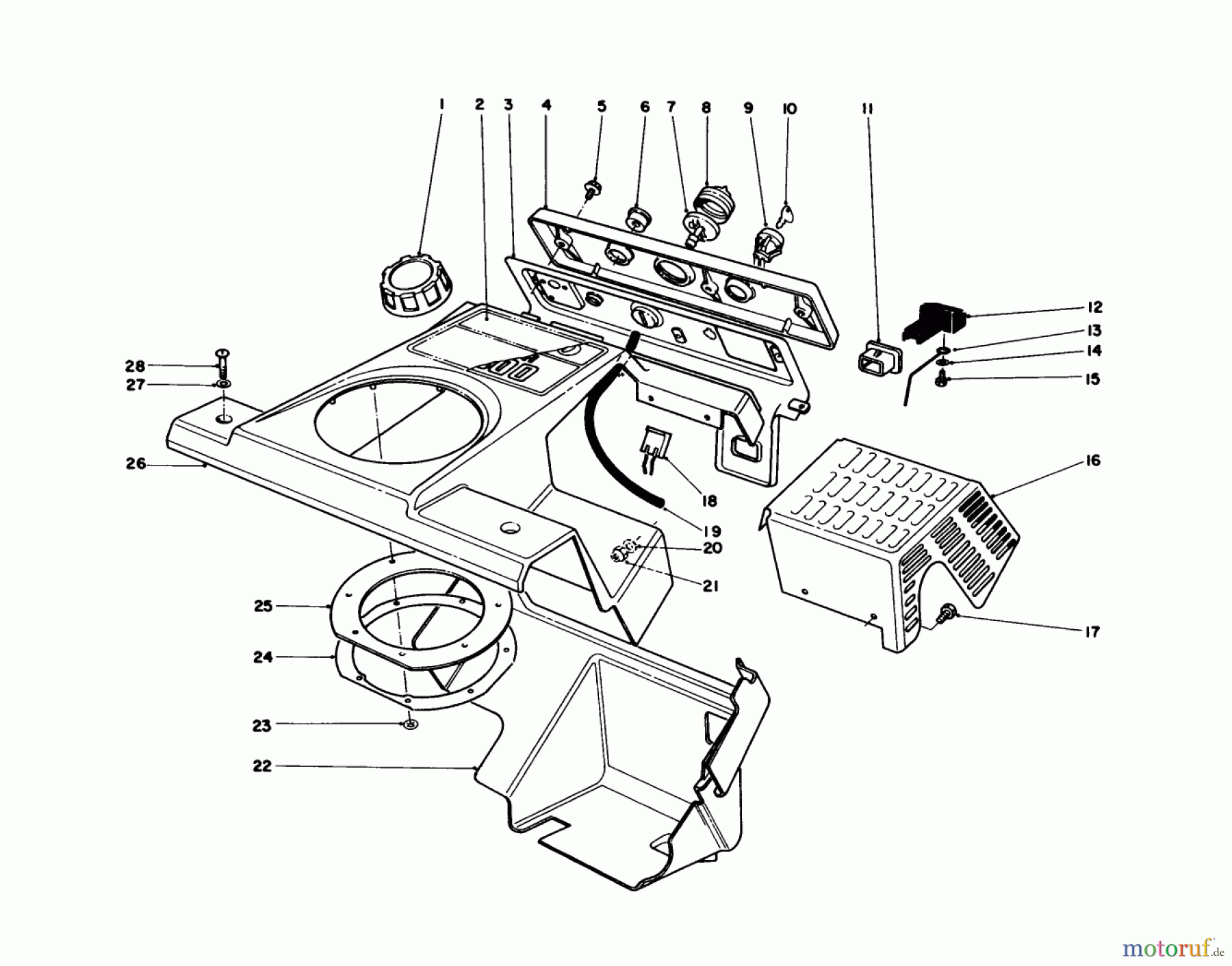  Toro Neu Snow Blowers/Snow Throwers Seite 1 38180 - Toro CCR 2000 Snowthrower, 1986 (6000001-6999999) CONTROL PANEL & SHROUDING ASSEMBLY