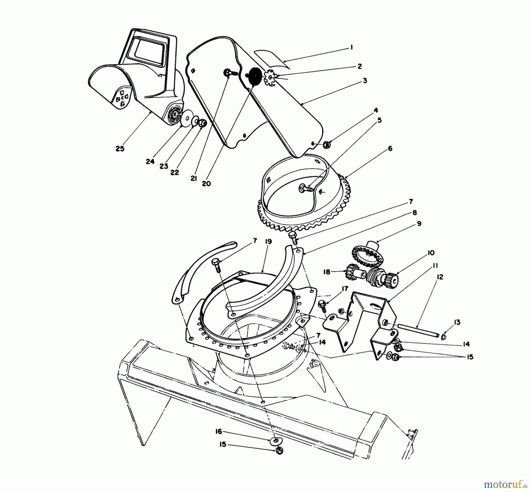  Toro Neu Snow Blowers/Snow Throwers Seite 1 38180 - Toro CCR 2000 Snowthrower, 1987 (7000001-7999999) DISCHARGE CHUTE ASSEMBLY