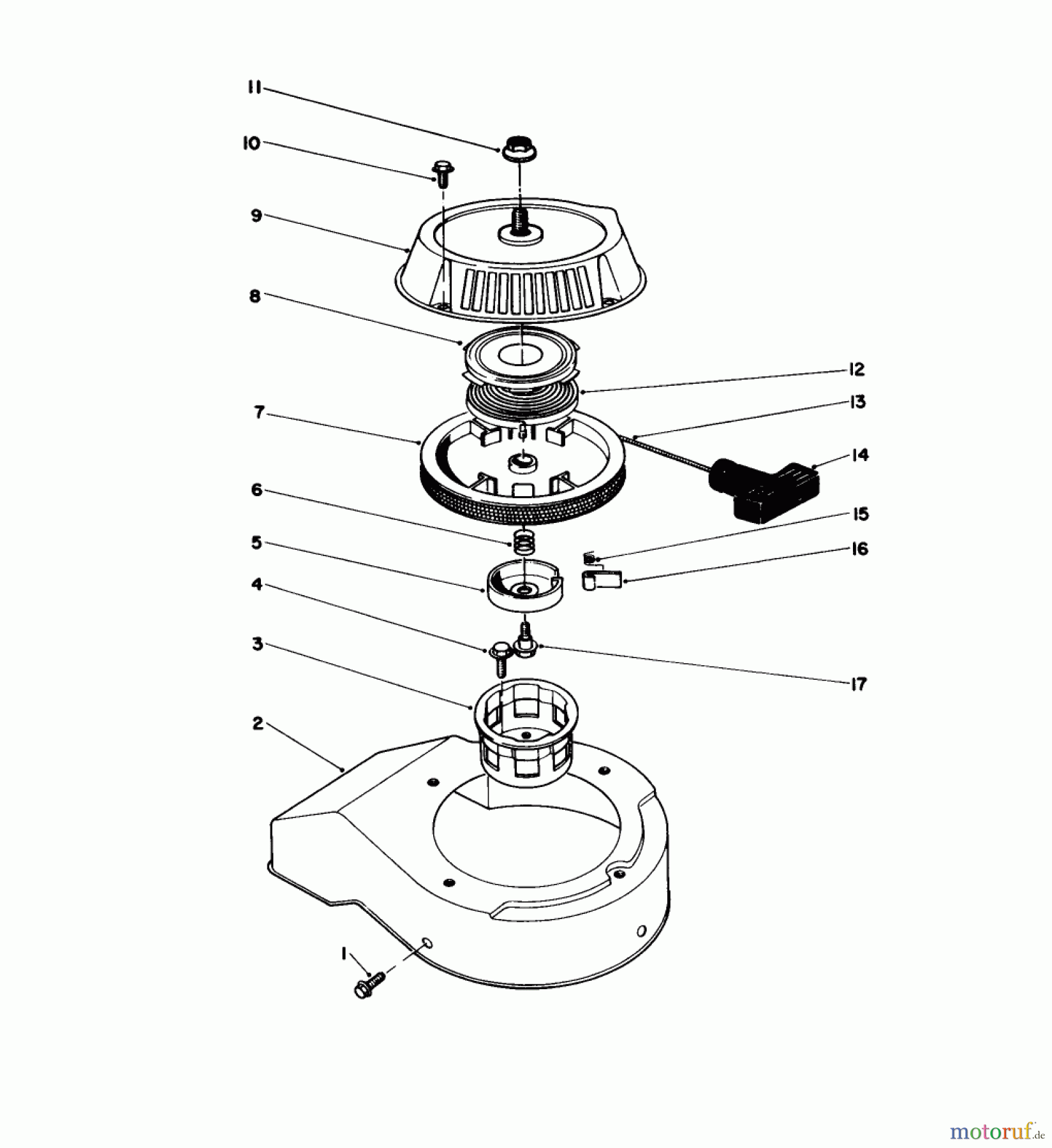  Toro Neu Snow Blowers/Snow Throwers Seite 1 38180C - Toro CCR 2000 Snowthrower, 1987 (7000001-7999999) RECOIL STARTER ASSEMBLY