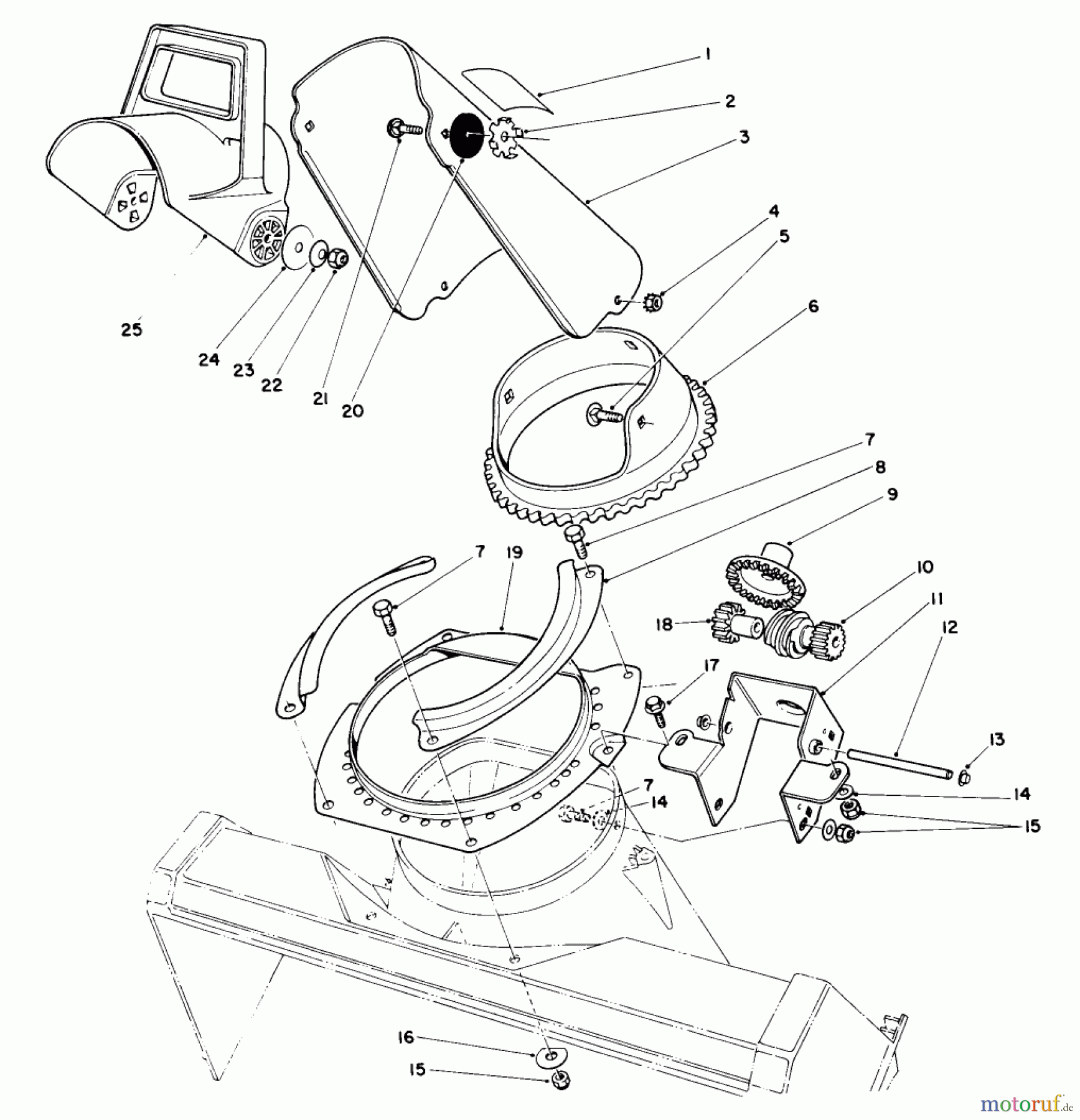  Toro Neu Snow Blowers/Snow Throwers Seite 1 38180 - Toro CCR 2000 Snowthrower, 1989 (9000001-9999999) DISCHARGE CHUTE ASSEMBLY