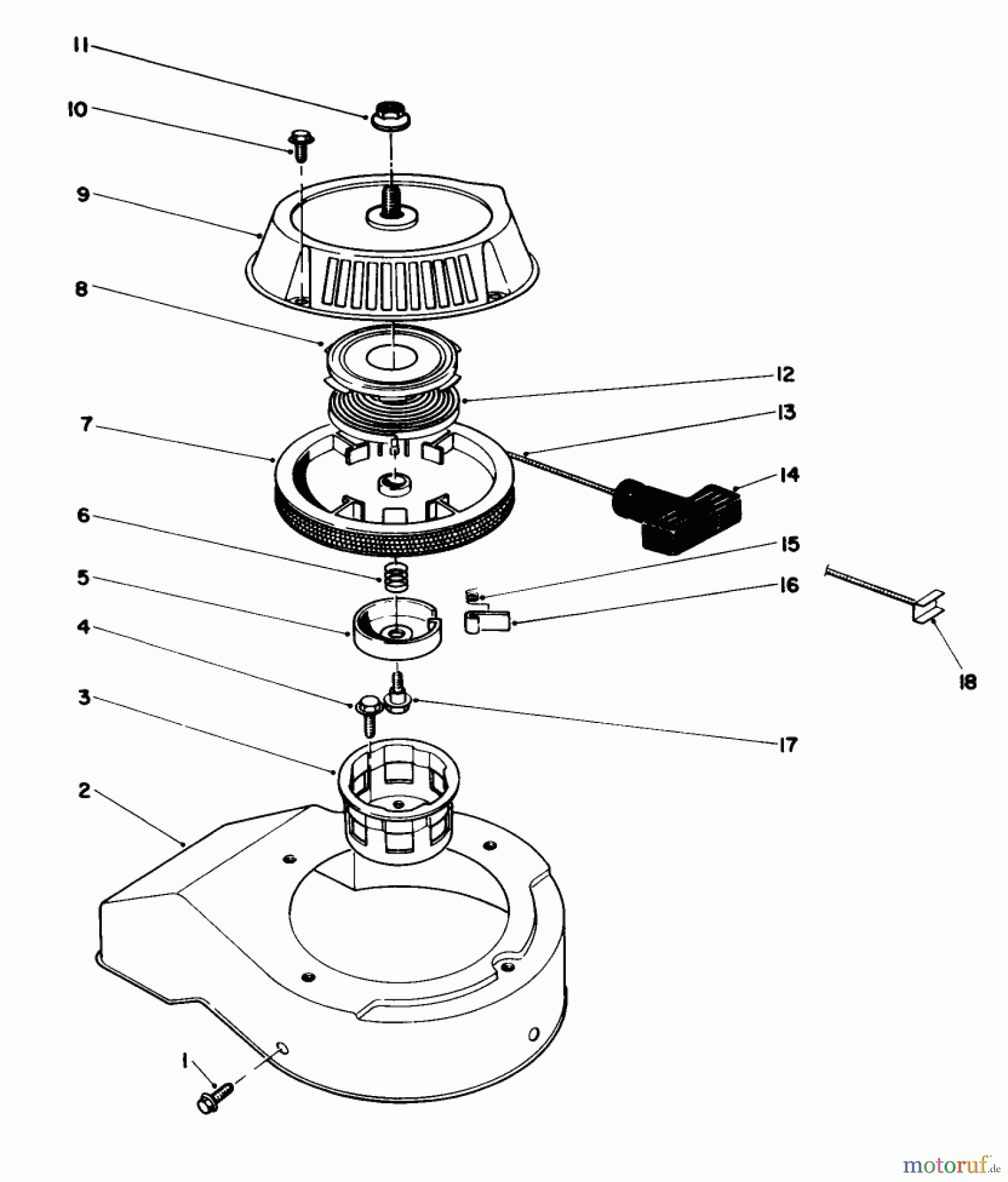  Toro Neu Snow Blowers/Snow Throwers Seite 1 38180 - Toro CCR 2000 Snowthrower, 1990 (0008195-0999999) RECOIL STARTER ASSEMBLY (ENGINE MODEL NO. 47PK9)