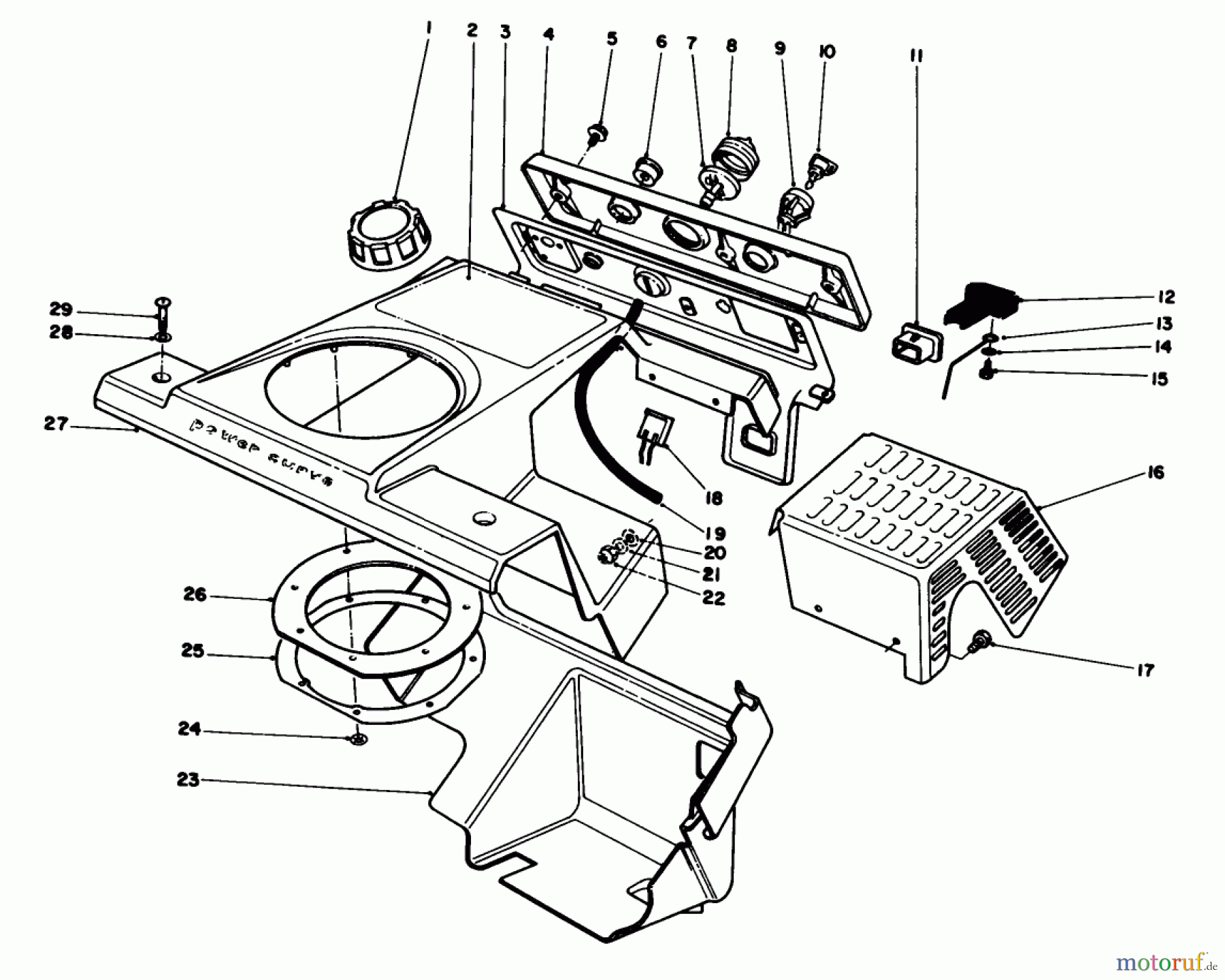  Toro Neu Snow Blowers/Snow Throwers Seite 1 38180 - Toro CCR 2000 Snowthrower, 1990 (0007974-0008194) CONTROL PANEL & SHROUDING ASSEMBLY