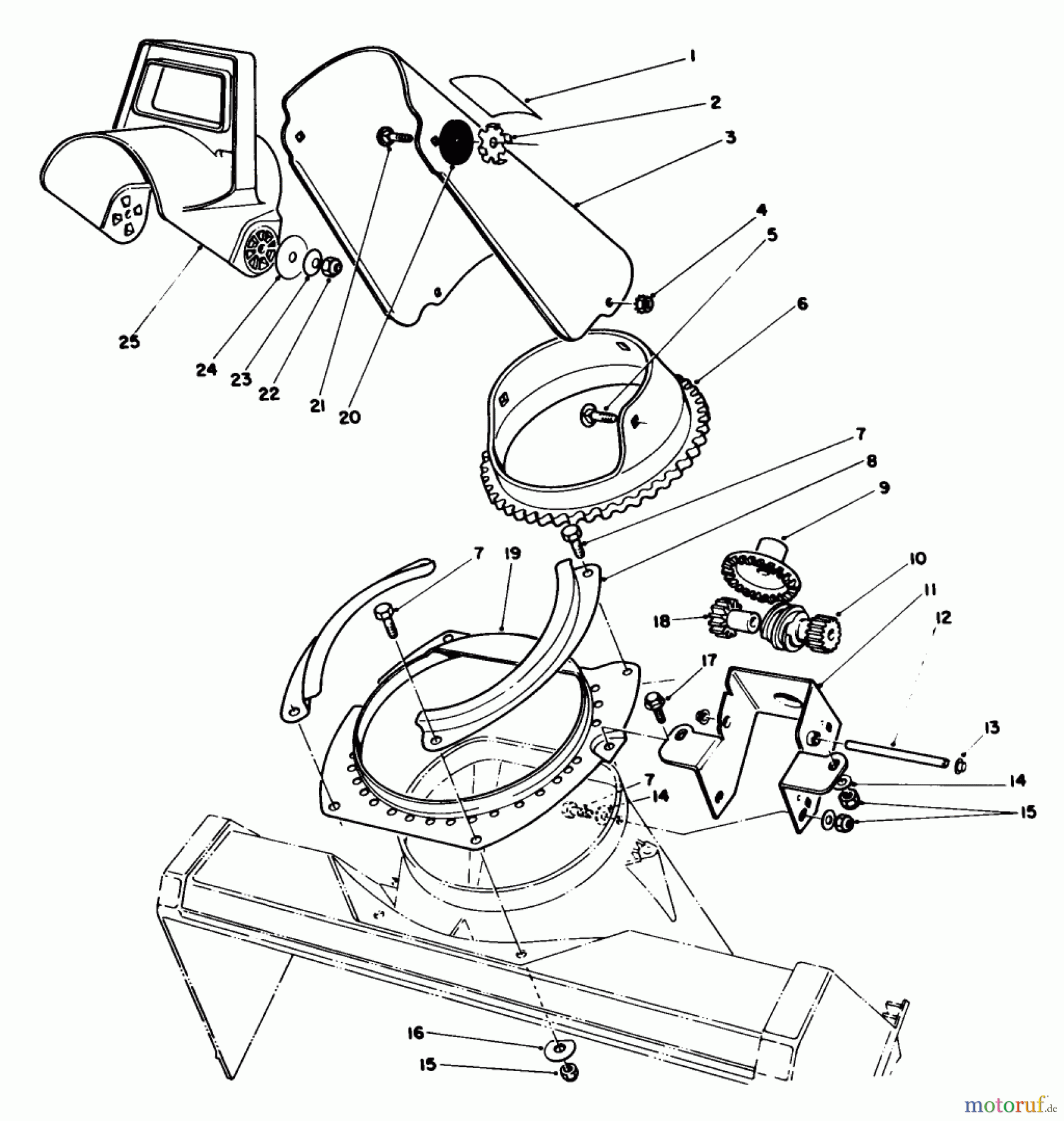  Toro Neu Snow Blowers/Snow Throwers Seite 1 38180 - Toro CCR 2000 Snowthrower, 1990 (0007974-0008194) DISCHARGE CHUTE ASSEMBLY