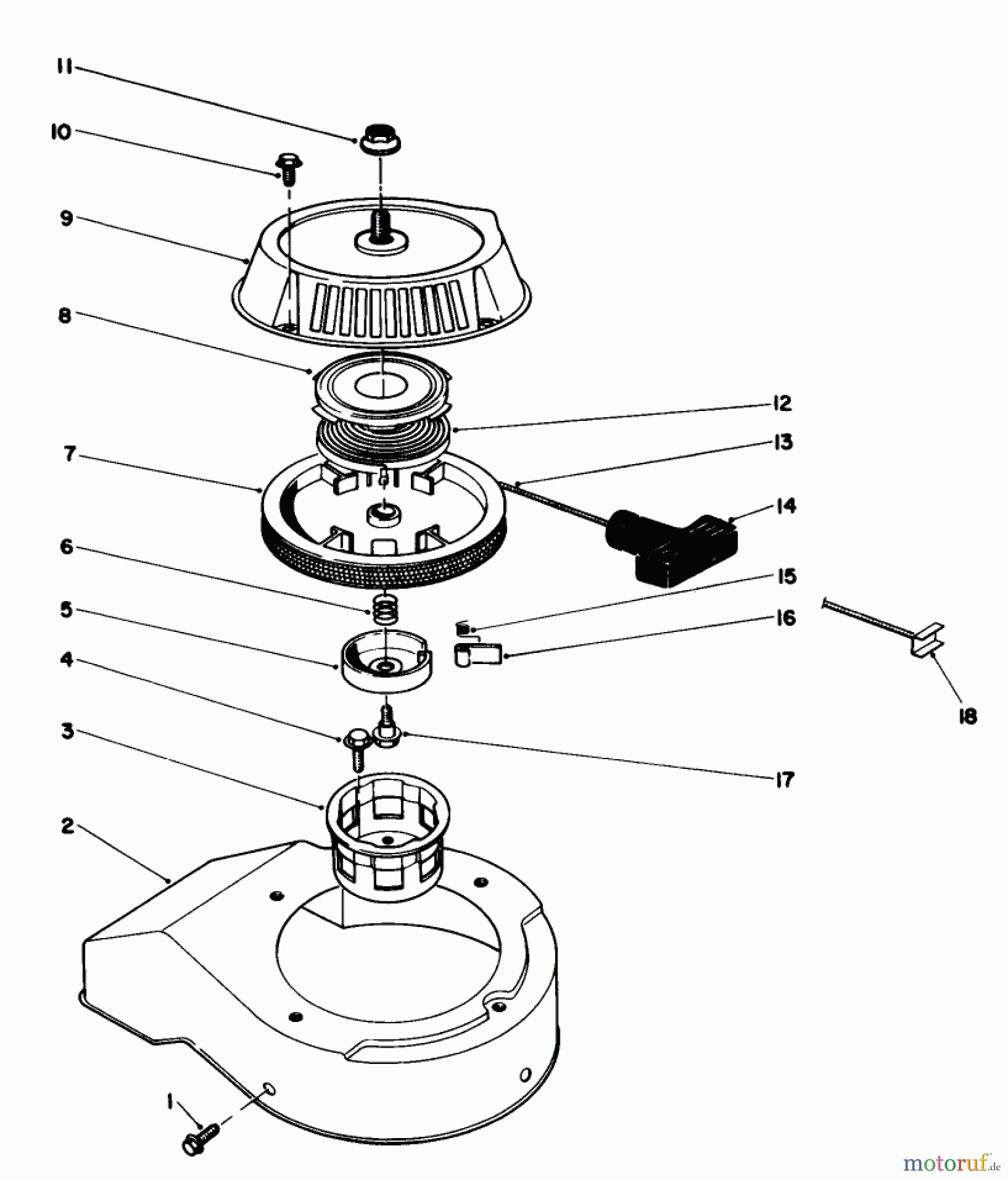  Toro Neu Snow Blowers/Snow Throwers Seite 1 38180 - Toro CCR 2000 Snowthrower, 1990 (0007974-0008194) RECOIL STARTER ASSEMBLY (ENGINE MODEL NO. 47PG6)