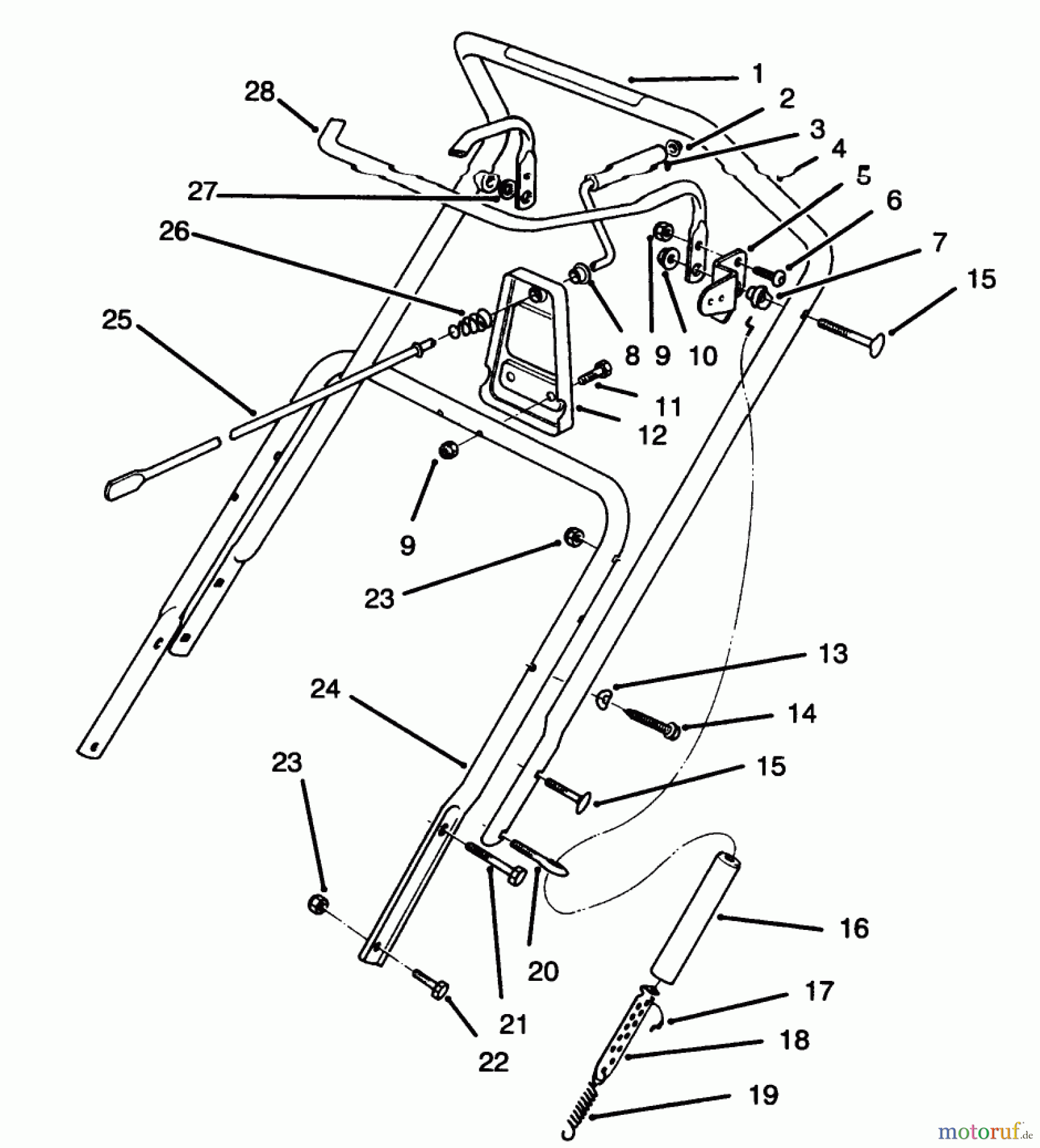  Toro Neu Snow Blowers/Snow Throwers Seite 1 38181 - Toro CCR 2000 Snowthrower, 1995 (5900001-5999999) HANDLE ASSEMBLY