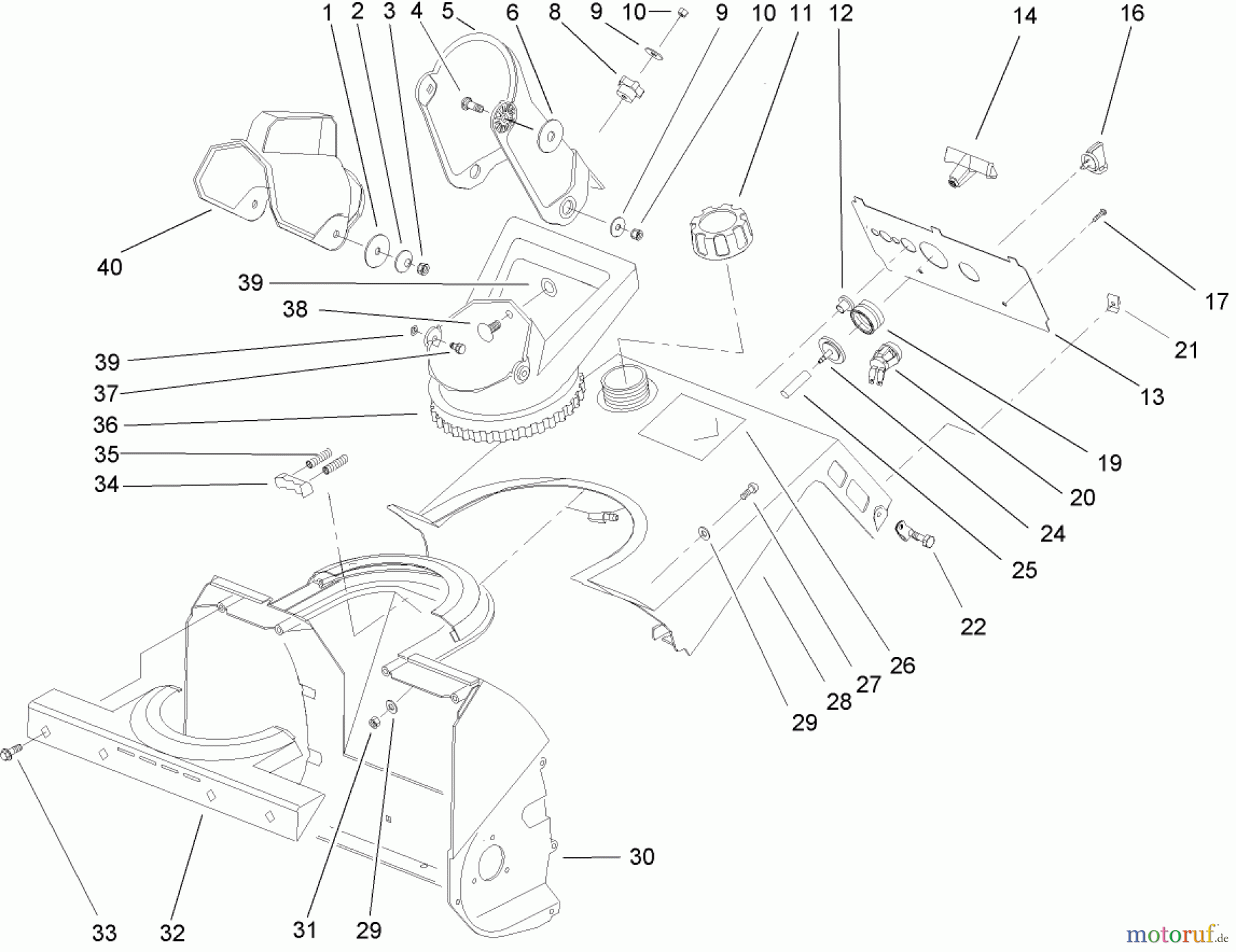  Toro Neu Snow Blowers/Snow Throwers Seite 1 38182 - Toro Powerlite Snowthrower, 2004 (240000001-240999999) HOUSING, UPPER SHROUD, AND CHUTE ASSEMBLY