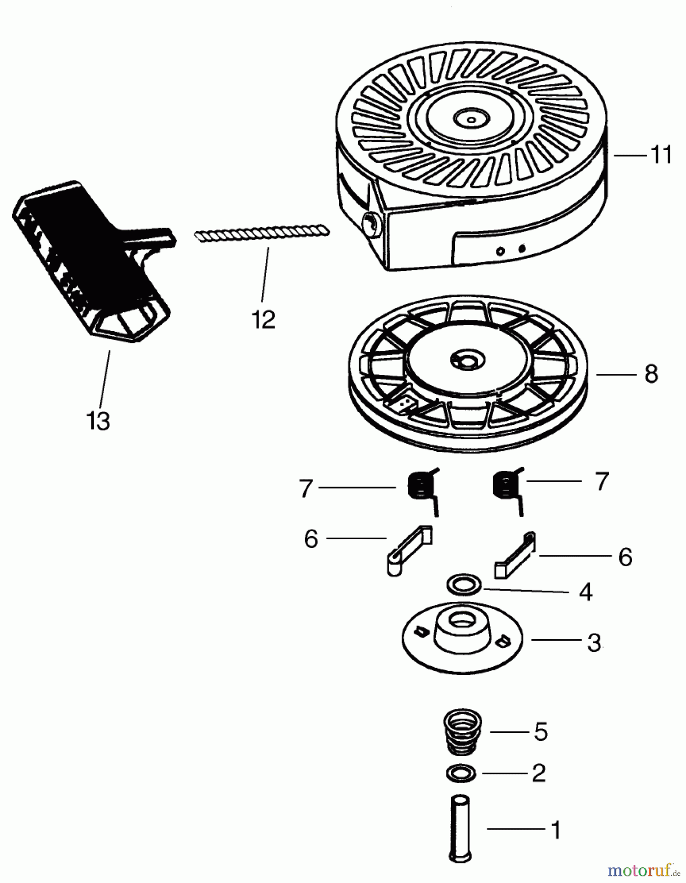  Toro Neu Snow Blowers/Snow Throwers Seite 1 38182 - Toro Powerlite Snowthrower, 2005 (250010001-250999999) RECOIL STARTER ASSEMBLY NO. 590712 (OPTIONAL) TECUMSEH HSK635 TYPE 1723C