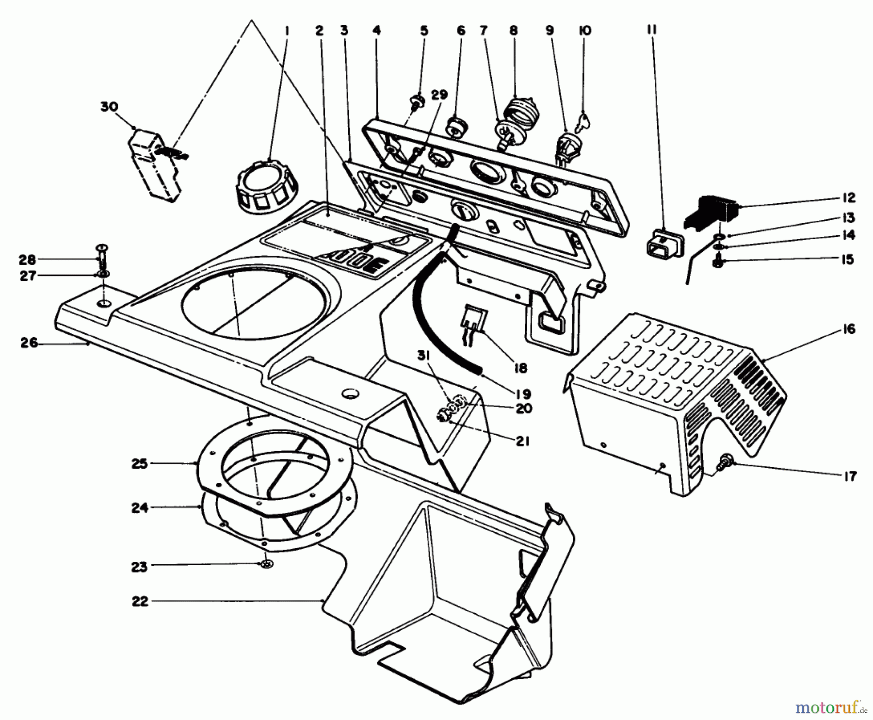  Toro Neu Snow Blowers/Snow Throwers Seite 1 38185 - Toro CCR 2000 Snowthrower, 1987 (7000001-7999999) CONTROL PANEL & SHROUDING ASSEMBLY