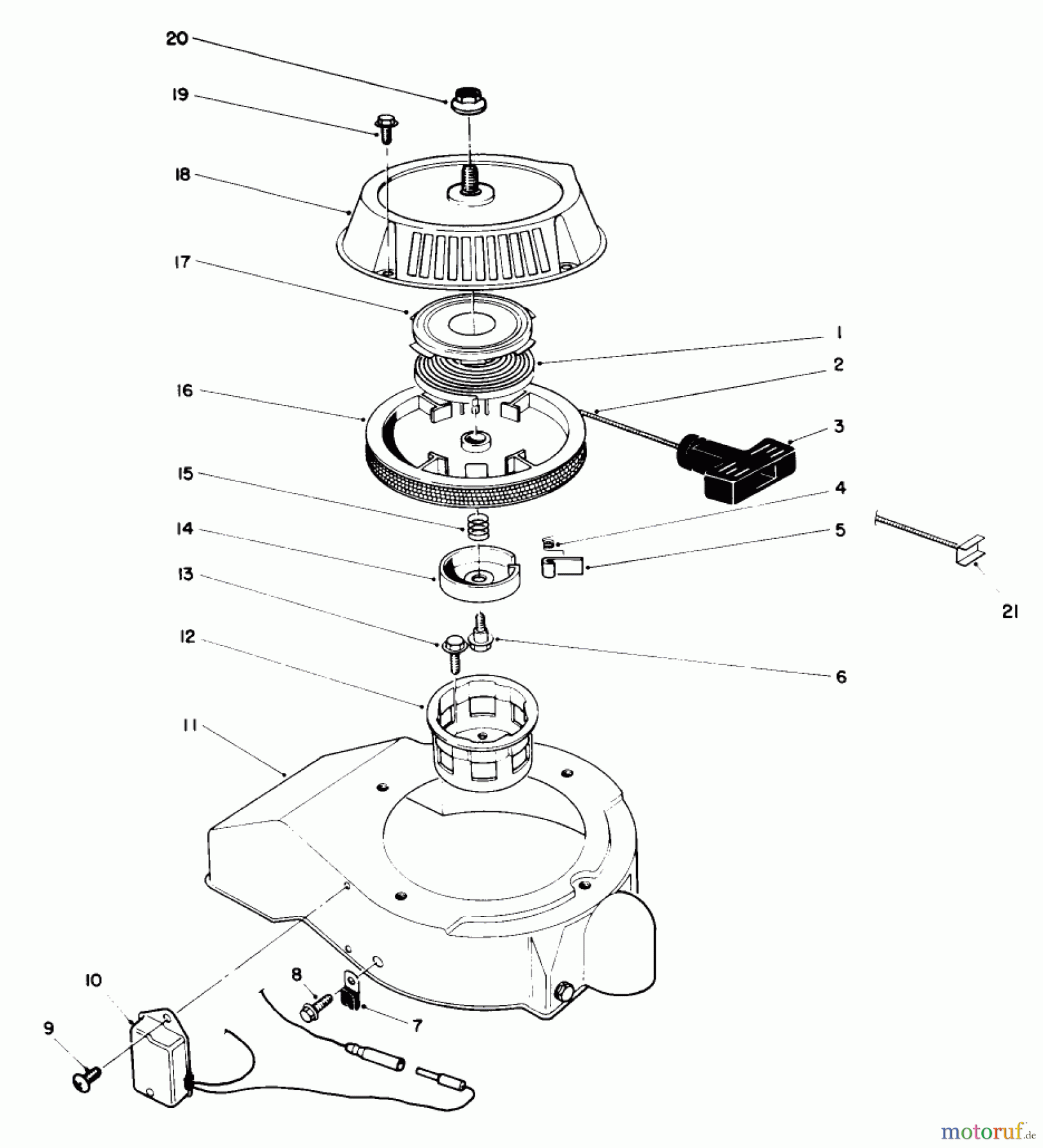  Toro Neu Snow Blowers/Snow Throwers Seite 1 38185 - Toro CCR 2000 Snowthrower, 1989 (9000001-9999999) RECOIL STARTER ASSEMBLY