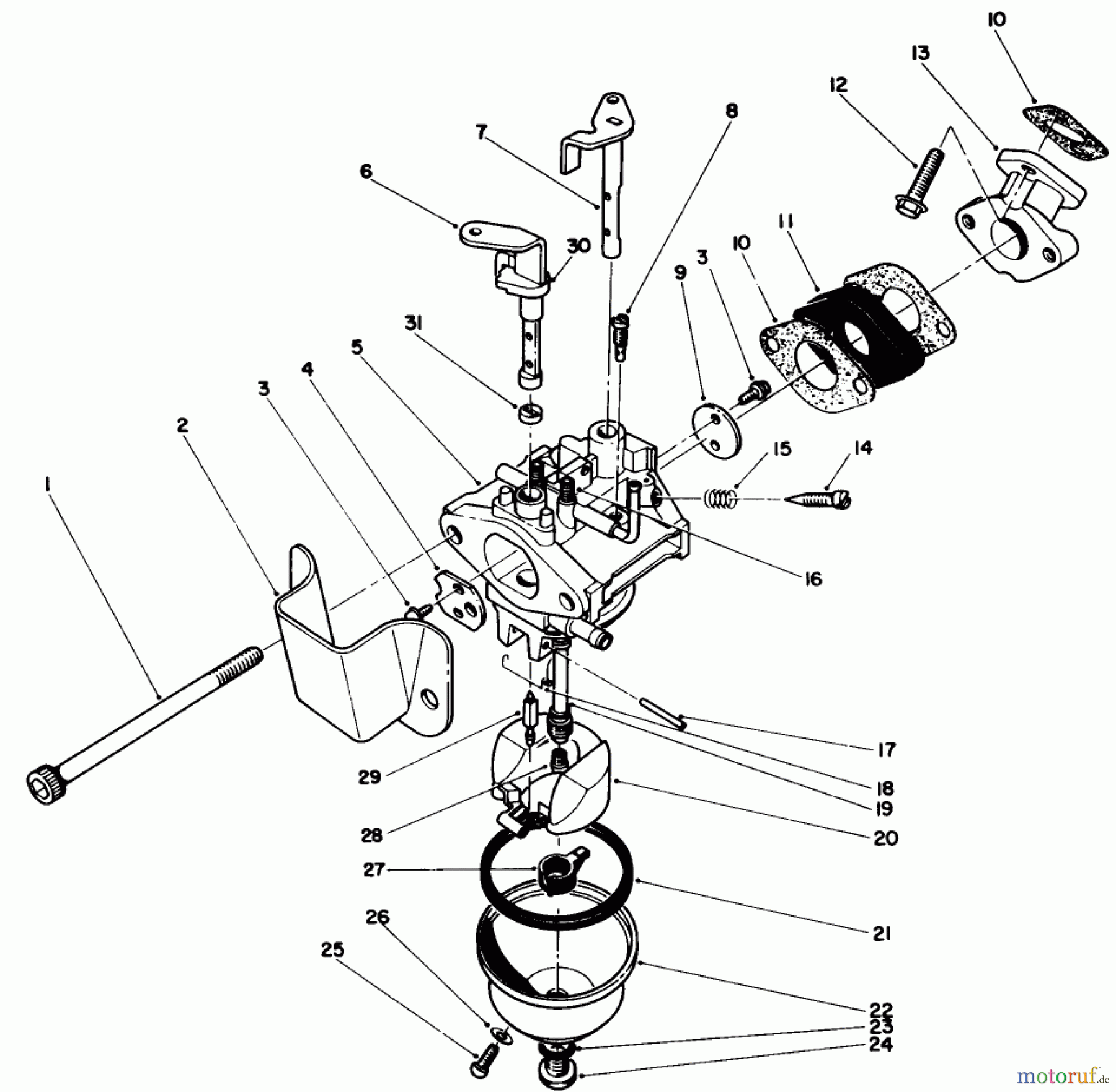  Toro Neu Snow Blowers/Snow Throwers Seite 1 38185 - Toro CCR 2000 Snowthrower, 1990 (0000001-0999999) CARBURETOR ASSEMBLY (ENGINE MODEL NO. 47PK9)