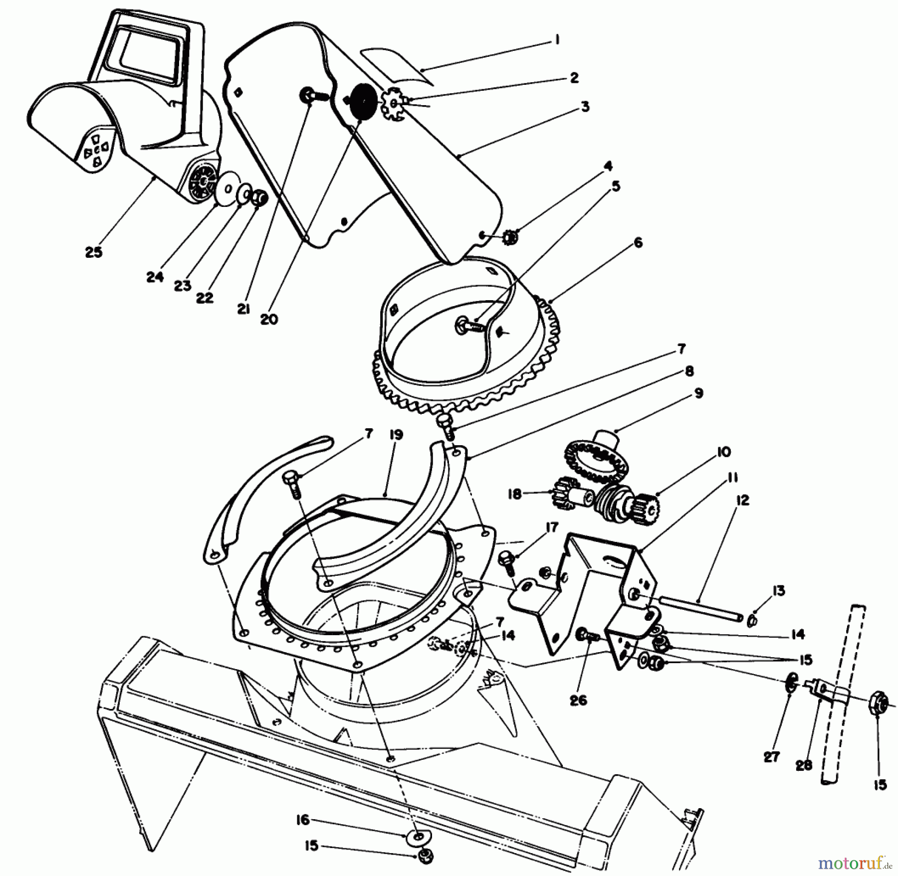  Toro Neu Snow Blowers/Snow Throwers Seite 1 38185 - Toro CCR 2000 Snowthrower, 1990 (0000001-0999999) DISCHARGE CHUTE ASSEMBLY