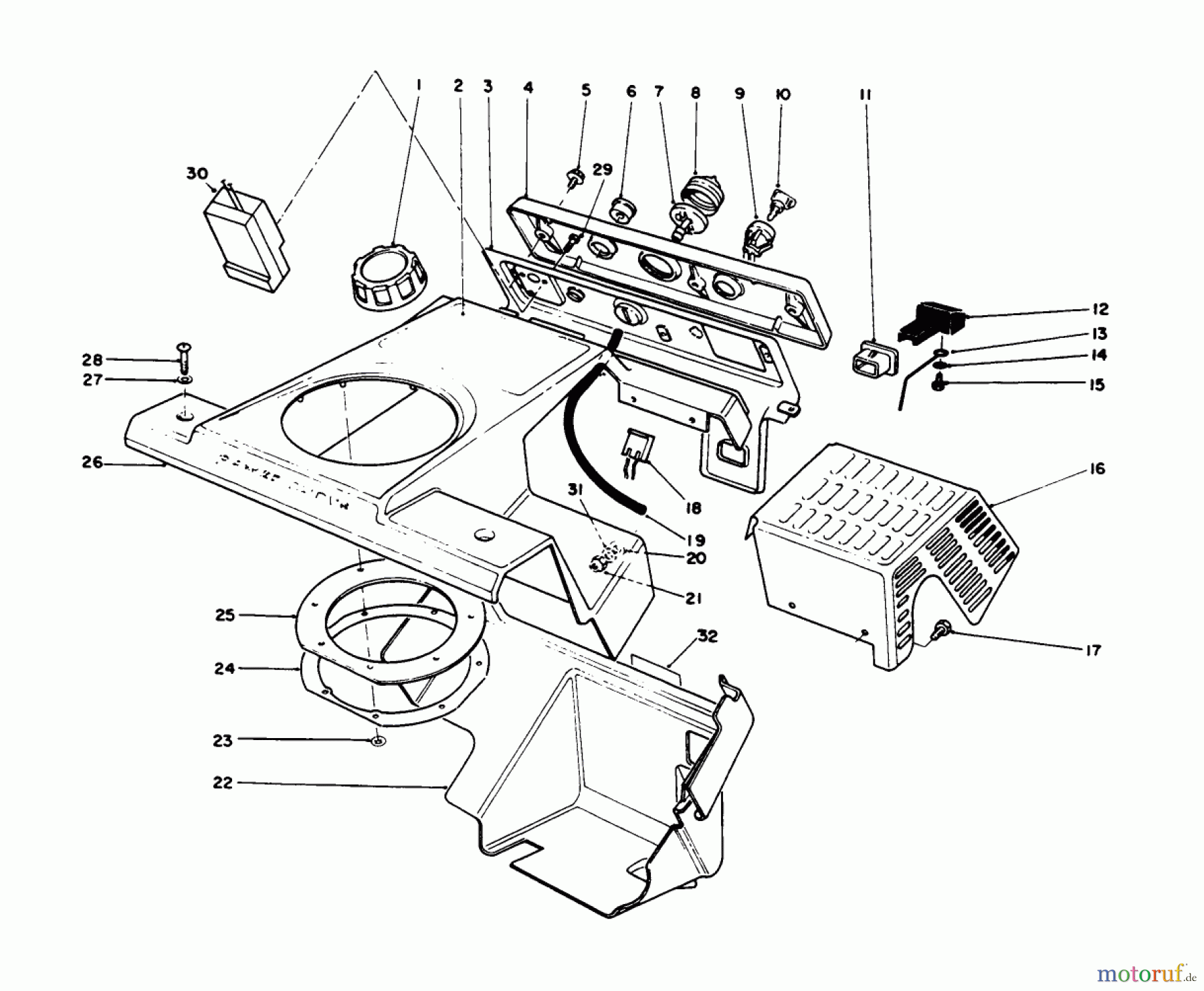  Toro Neu Snow Blowers/Snow Throwers Seite 1 38186 - Toro CCR 2000 Snowthrower, 1994 (4900001-4999999) CONTROL PANEL & SHROUDING ASSEMBLY