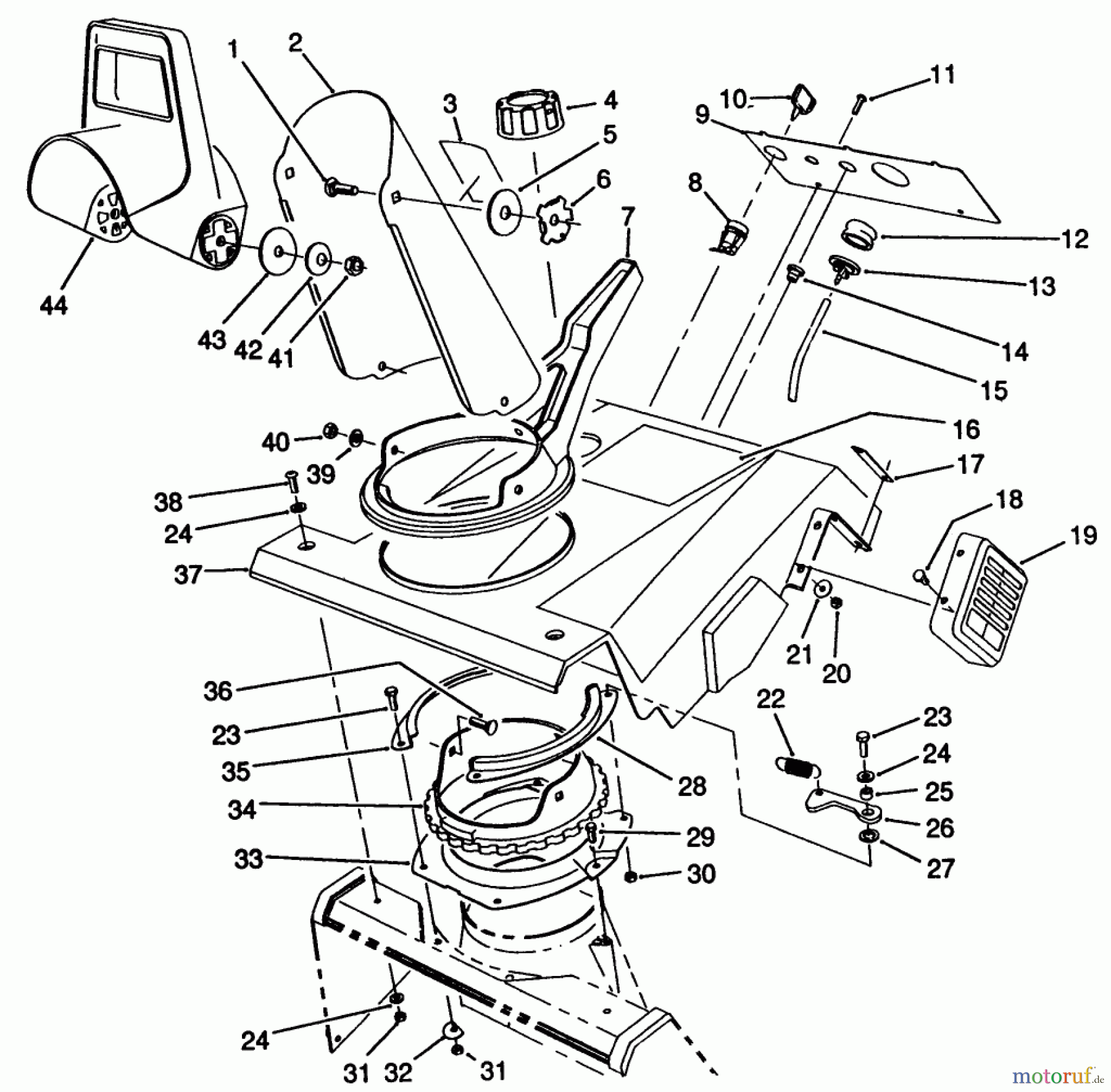  Toro Neu Snow Blowers/Snow Throwers Seite 1 38190 - Toro CCR 1000 Snowthrower, 1990 (0000001-0999999) UPPER SHROUD ASSEMBLY