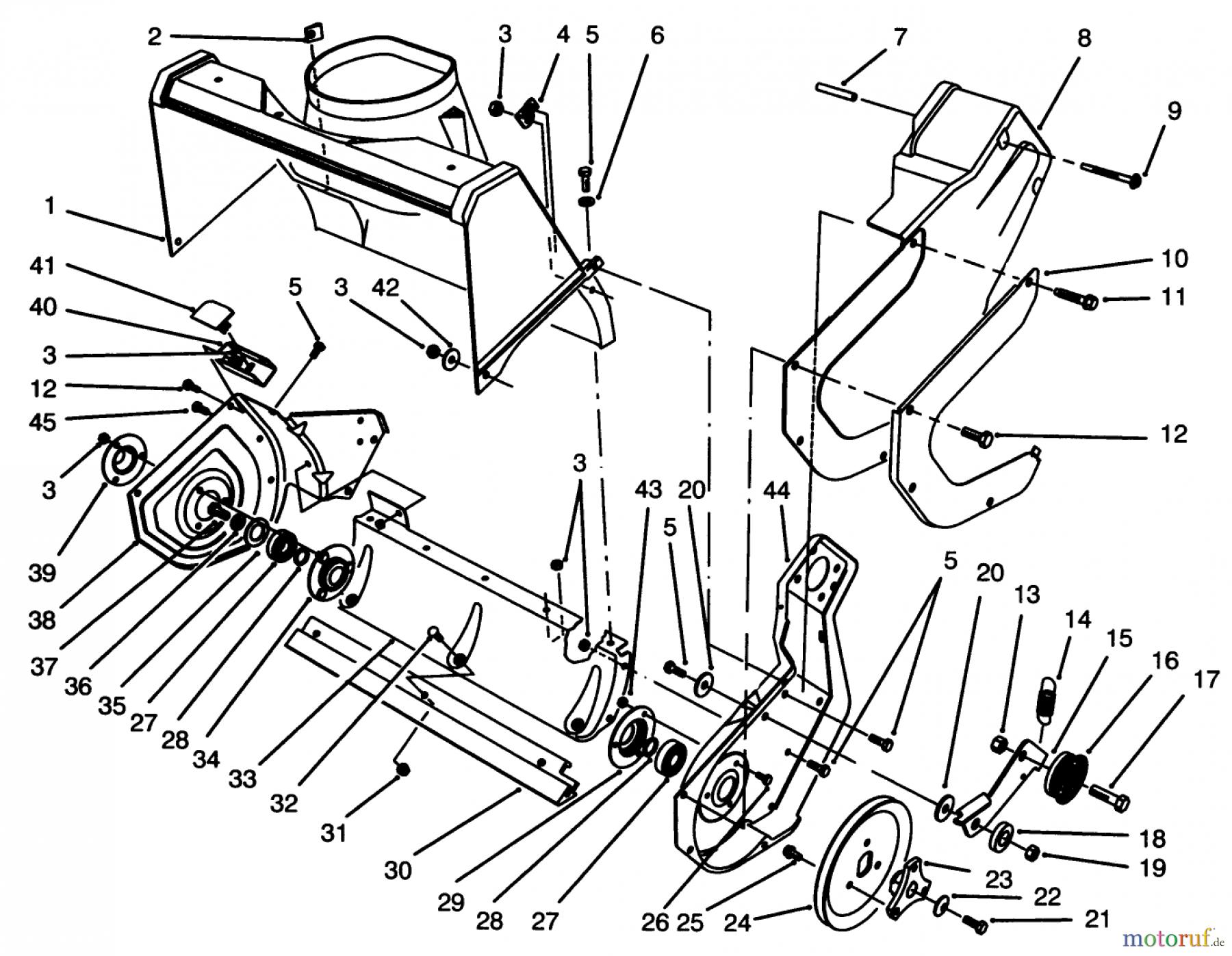  Toro Neu Snow Blowers/Snow Throwers Seite 1 38195 - Toro CCR 1000 Snowthrower, 1995 (59000001-59999999) ROTOR HOUSING ASSEMBLY