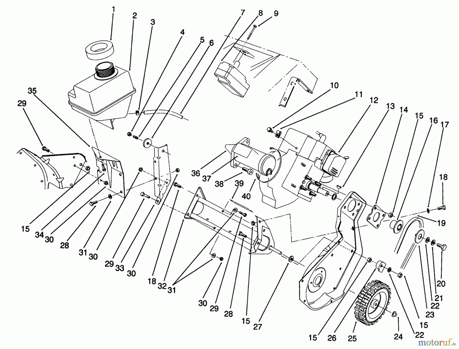  Toro Neu Snow Blowers/Snow Throwers Seite 1 38195 - Toro CCR 1000 Snowthrower, 1991 (1000001-1999999) ENGINE ASSEMBLY