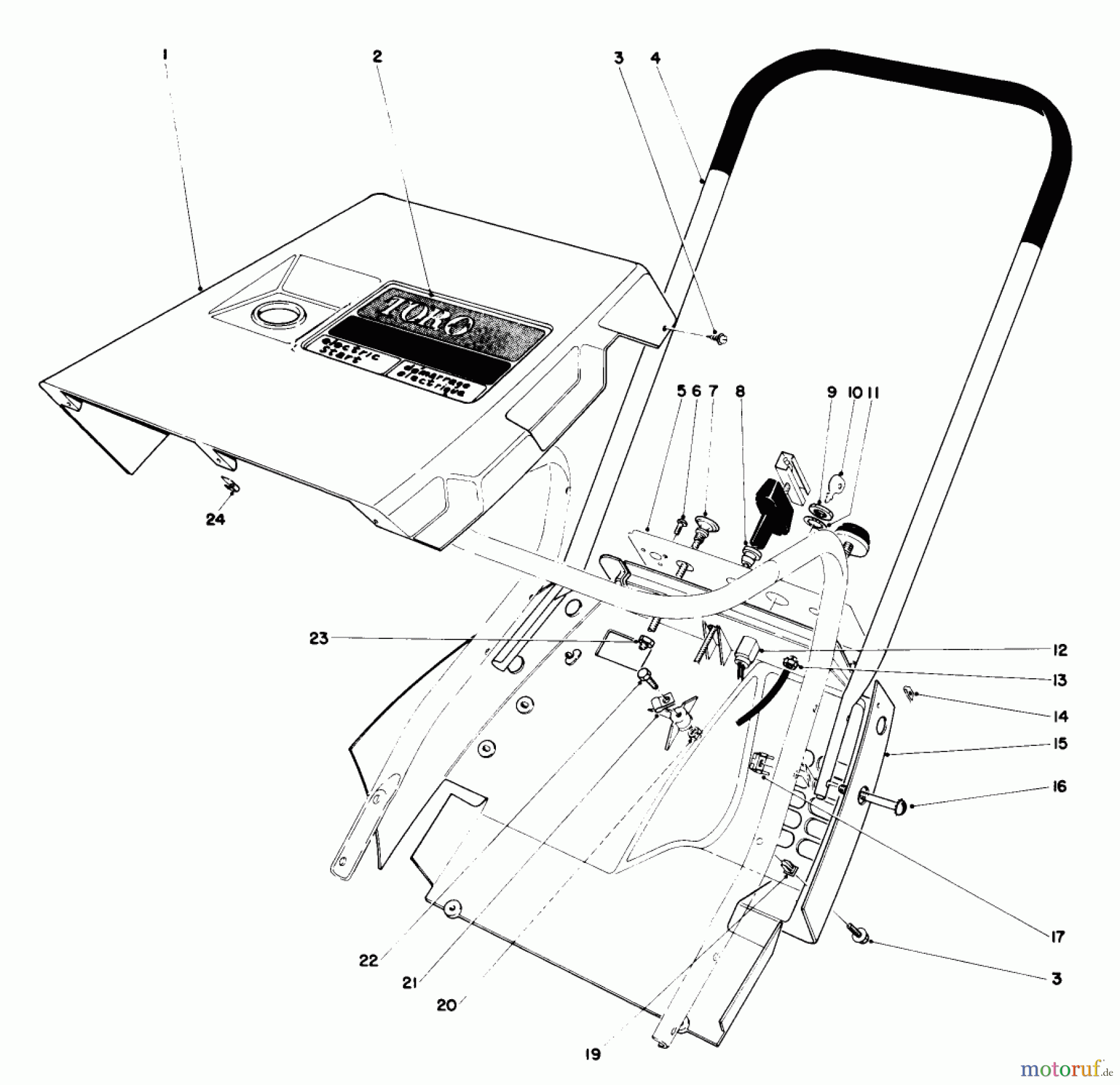  Toro Neu Snow Blowers/Snow Throwers Seite 1 38230 (S-200) - Toro S-200 Snowthrower, 1979 (9000001-9999999) SHROUD & HANDLE ASSEMBLY (MODEL 38230)