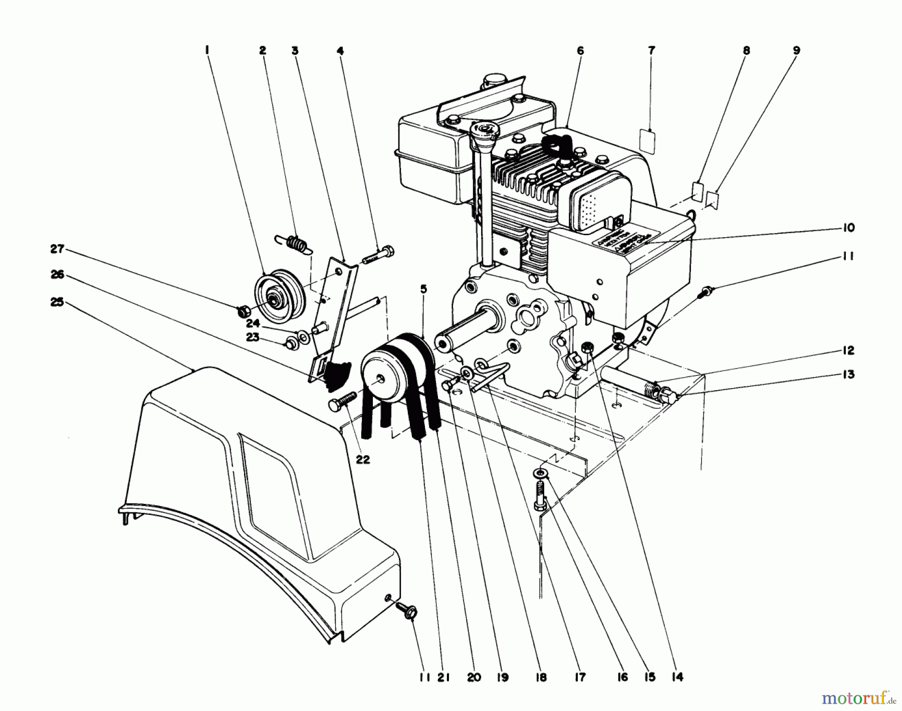  Toro Neu Snow Blowers/Snow Throwers Seite 1 38250 (421) - Toro 421 Snowthrower, 1981 (1000001-1999999) ENGINE ASSEMBLY