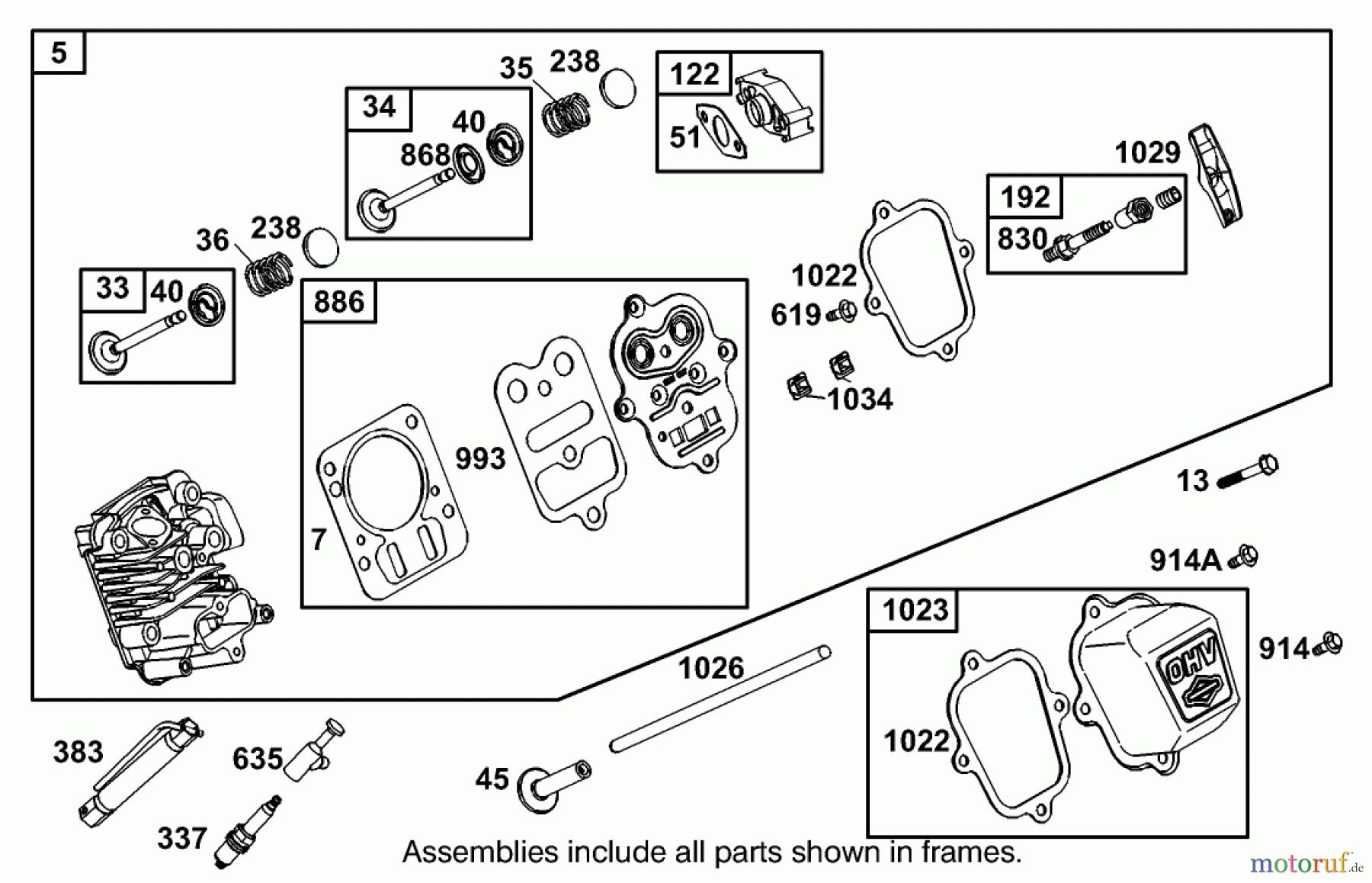  Toro Neu Blowers/Vacuums/Chippers/Shredders 62925 - Toro 5.5 hp Lawn Vacuum, 2004 (240000001-240999999) CYLINDER HEAD ASSEMBLY ENGINE BRIGGS AND STRATTON MODEL 126402-0245-E1