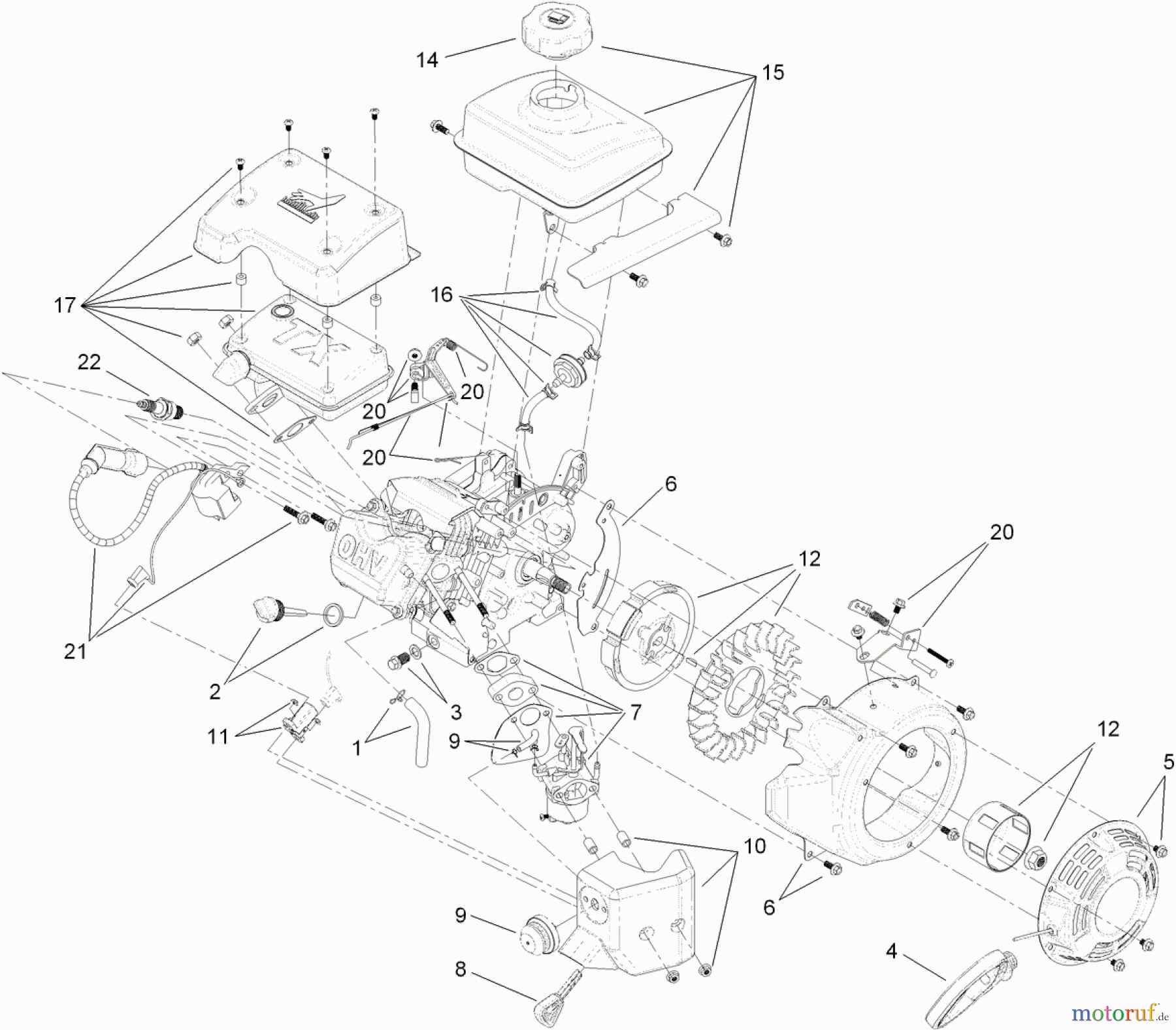  Toro Neu Snow Blowers/Snow Throwers Seite 1 38272 (180) - Toro Power Clear 180 Snowthrower, 2011 (311003001-311999999) ENGINE ASSEMBLY NO. 119-1974