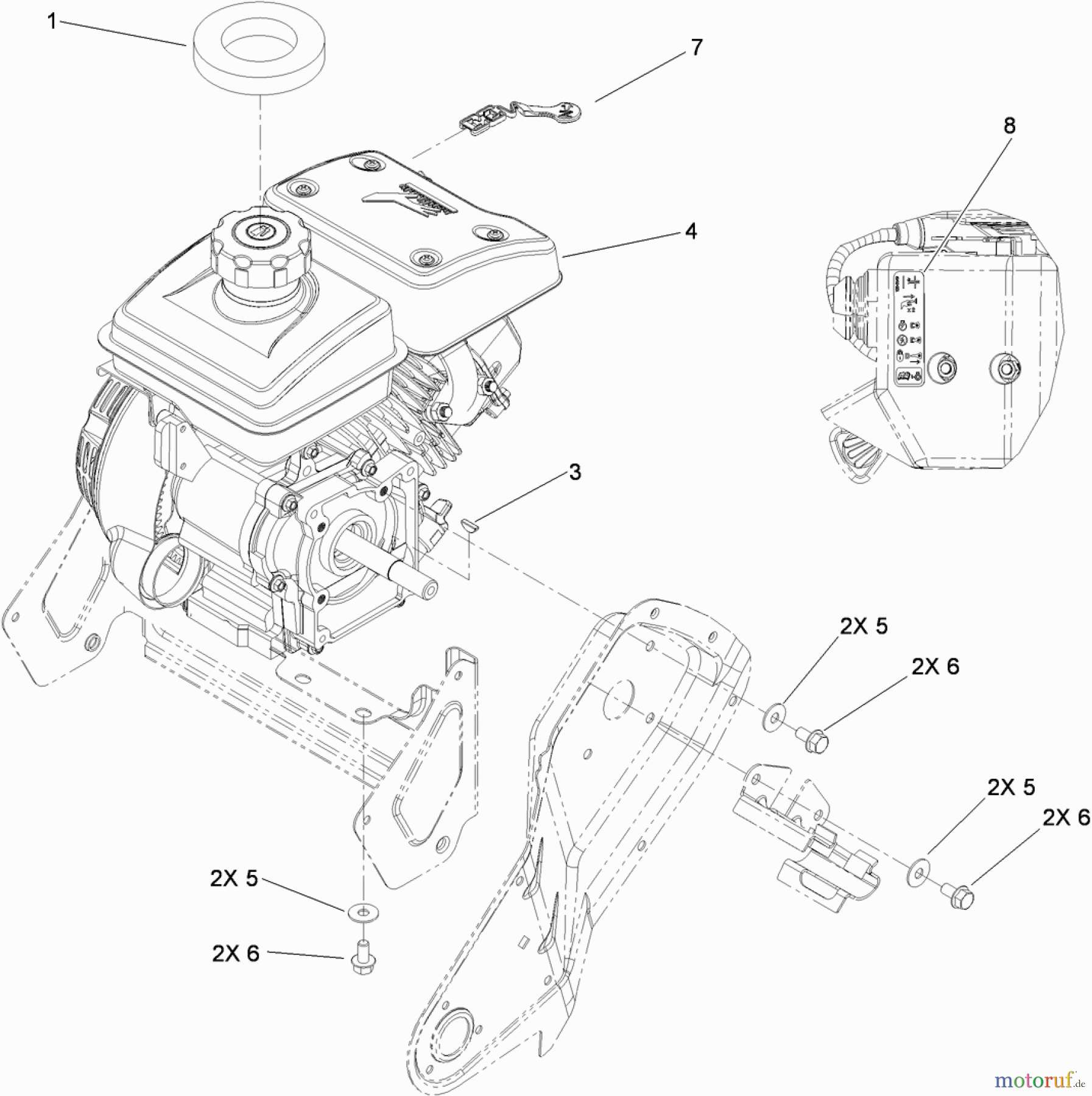  Toro Neu Snow Blowers/Snow Throwers Seite 1 38272 (418 ZR) - Toro Power Clear 418 ZR Snowthrower, 2013 (SN 313000001-313999999) ENGINE AND MOUNTING ASSEMBLY