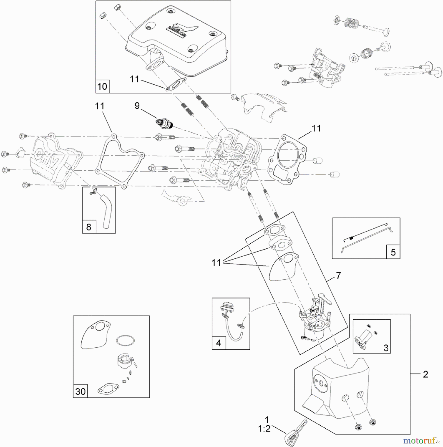  Toro Neu Snow Blowers/Snow Throwers Seite 1 38272 (418 ZR) - Toro Power Clear 418 ZR Snowthrower, 2013 (SN 313000001-313999999) ENGINE ASSEMBLY NO. 1