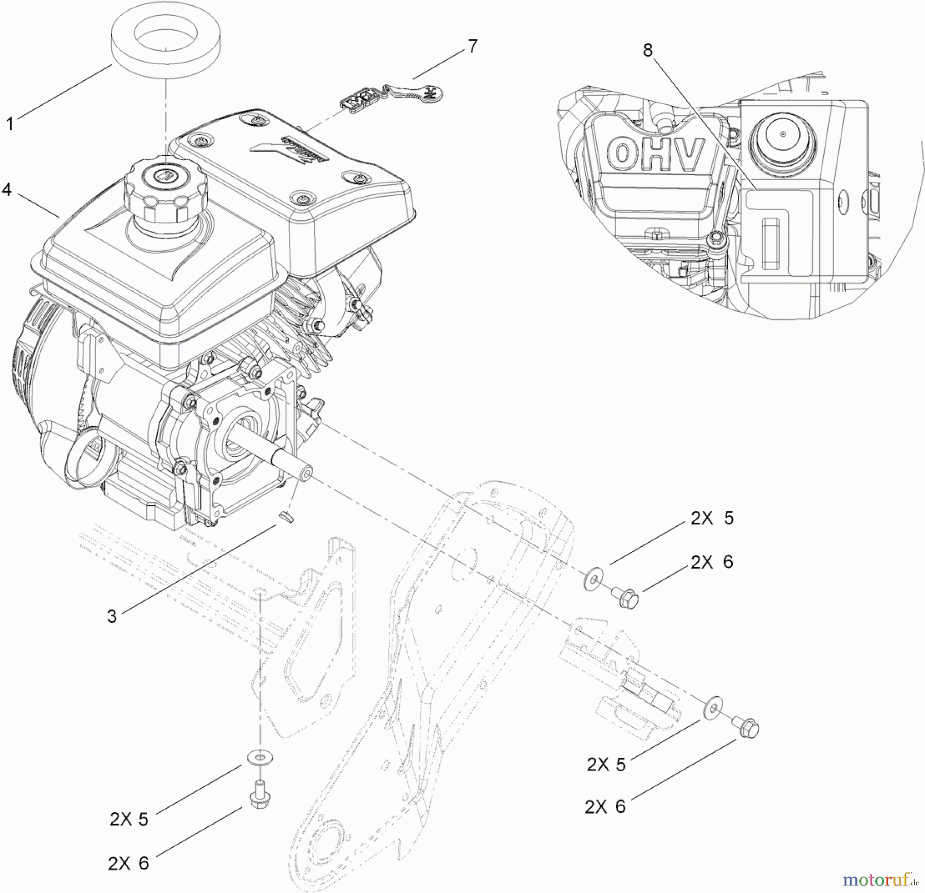  Toro Neu Snow Blowers/Snow Throwers Seite 1 38273 - Toro Powerlite Snowthrower, 2011 (311000001-311003000) ENGINE AND MOUNTING ASSEMBLY