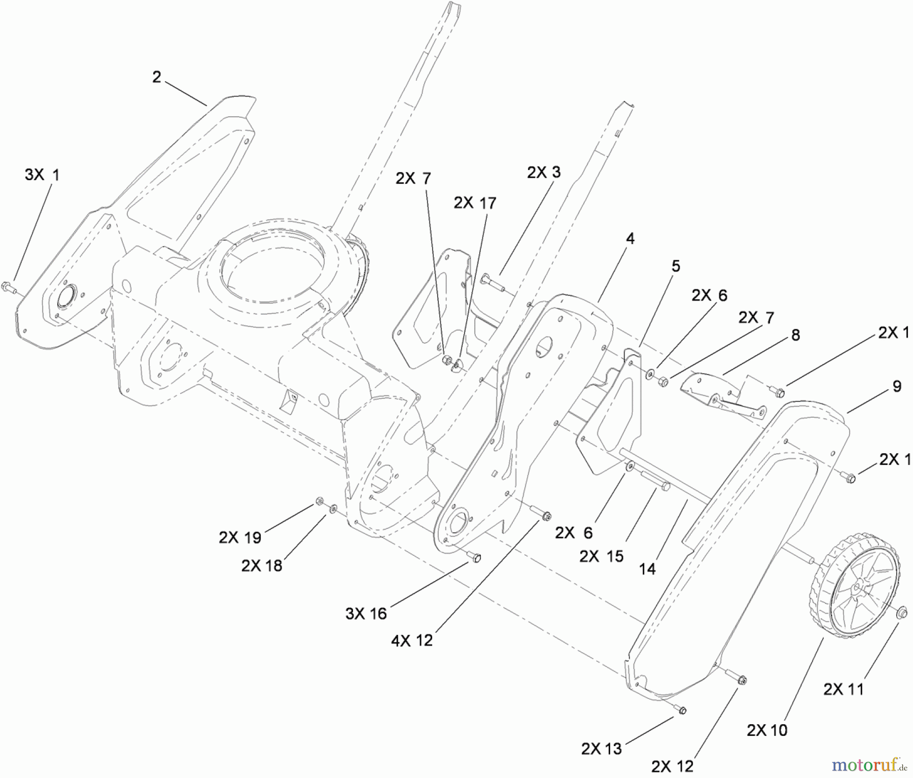  Toro Neu Snow Blowers/Snow Throwers Seite 1 38273 - Toro Powerlite Snowthrower, 2011 (311003001-311999999) AXLE, REAR WHEEL AND SIDEPLATE ASSEMBLY