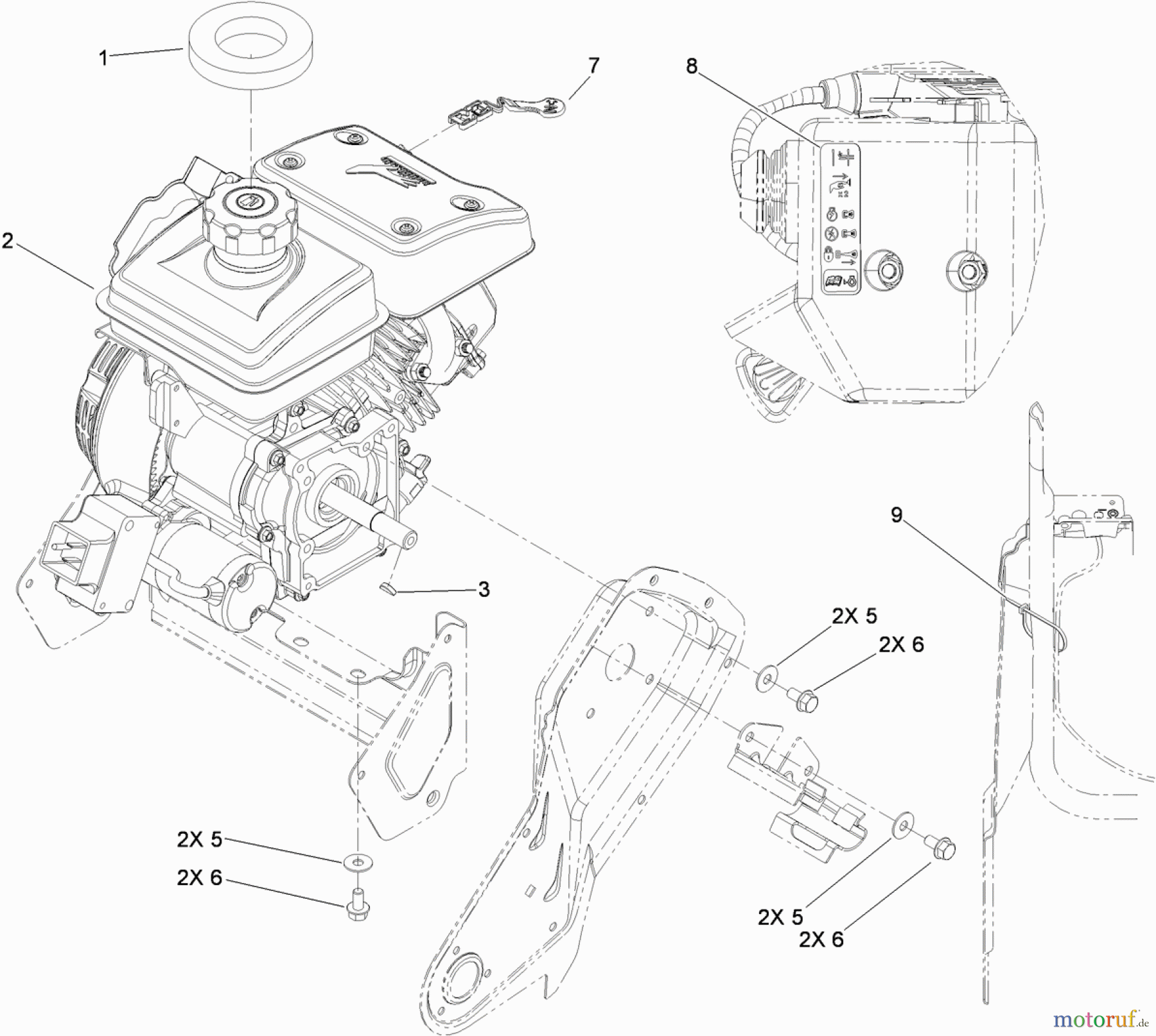  Toro Neu Snow Blowers/Snow Throwers Seite 1 38282 (180) - Toro Power Clear 180 Snowthrower, 2011 (311003001-311999999) ENGINE ASSEMBLY