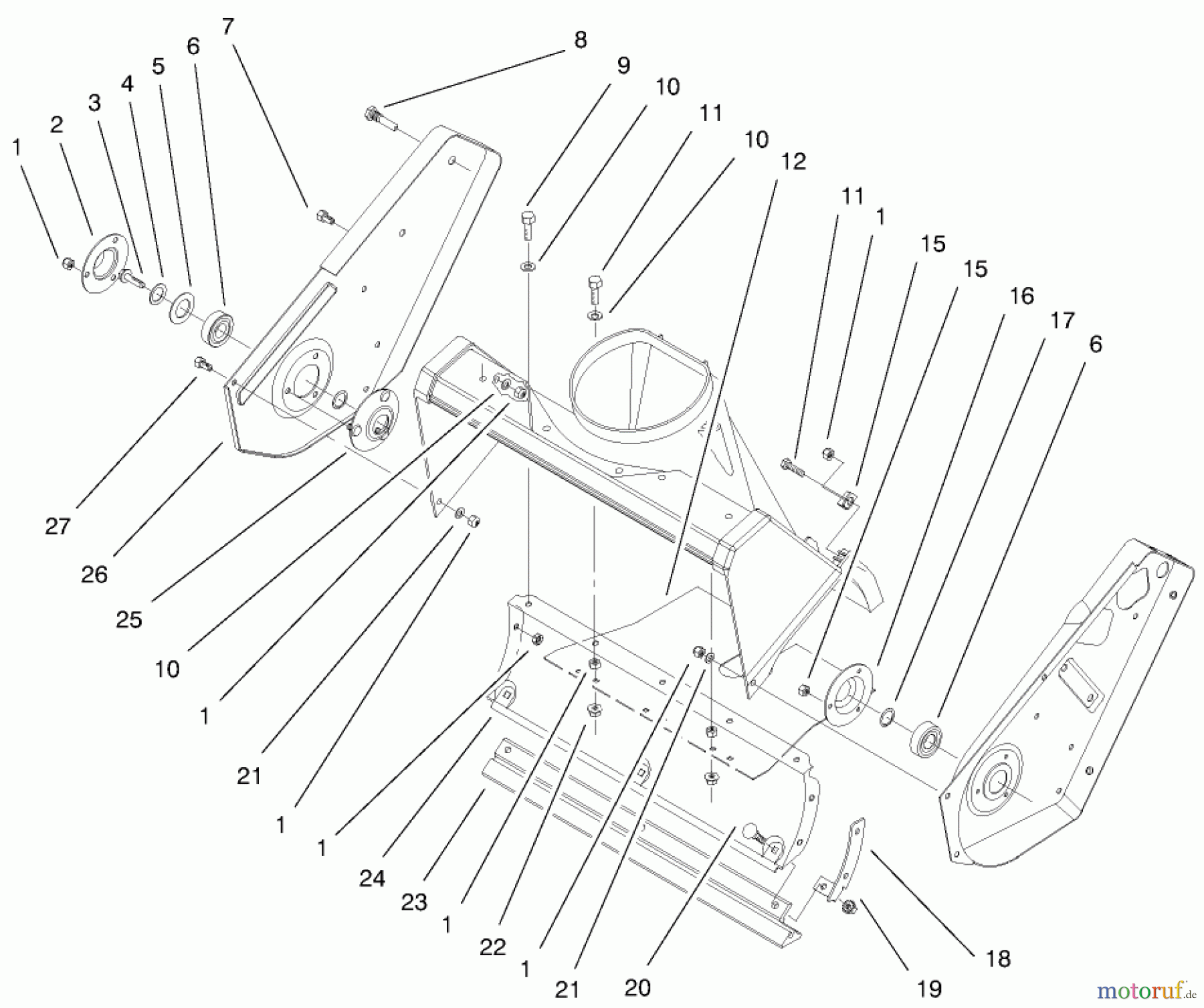  Toro Neu Snow Blowers/Snow Throwers Seite 1 38412 (2400) - Toro CCR 2400 Snowthrower, 1999 (9900001-9999999) AUGER HOUSING ASSEMBLY