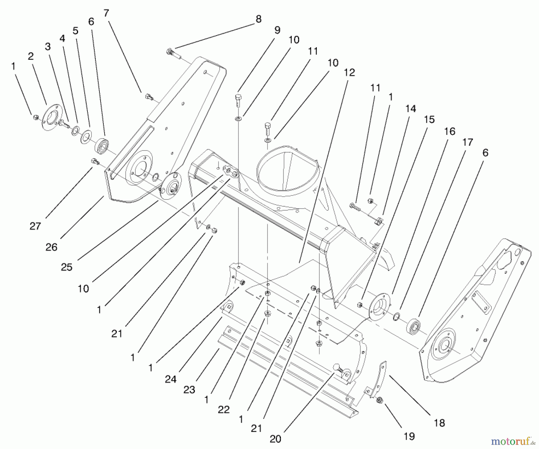  Toro Neu Snow Blowers/Snow Throwers Seite 1 38419 (2450) - Toro CCR 2450 Snowthrower, 2000 (200000001-200012436) HOUSING AND SIDE PLATE ASSEMBLY