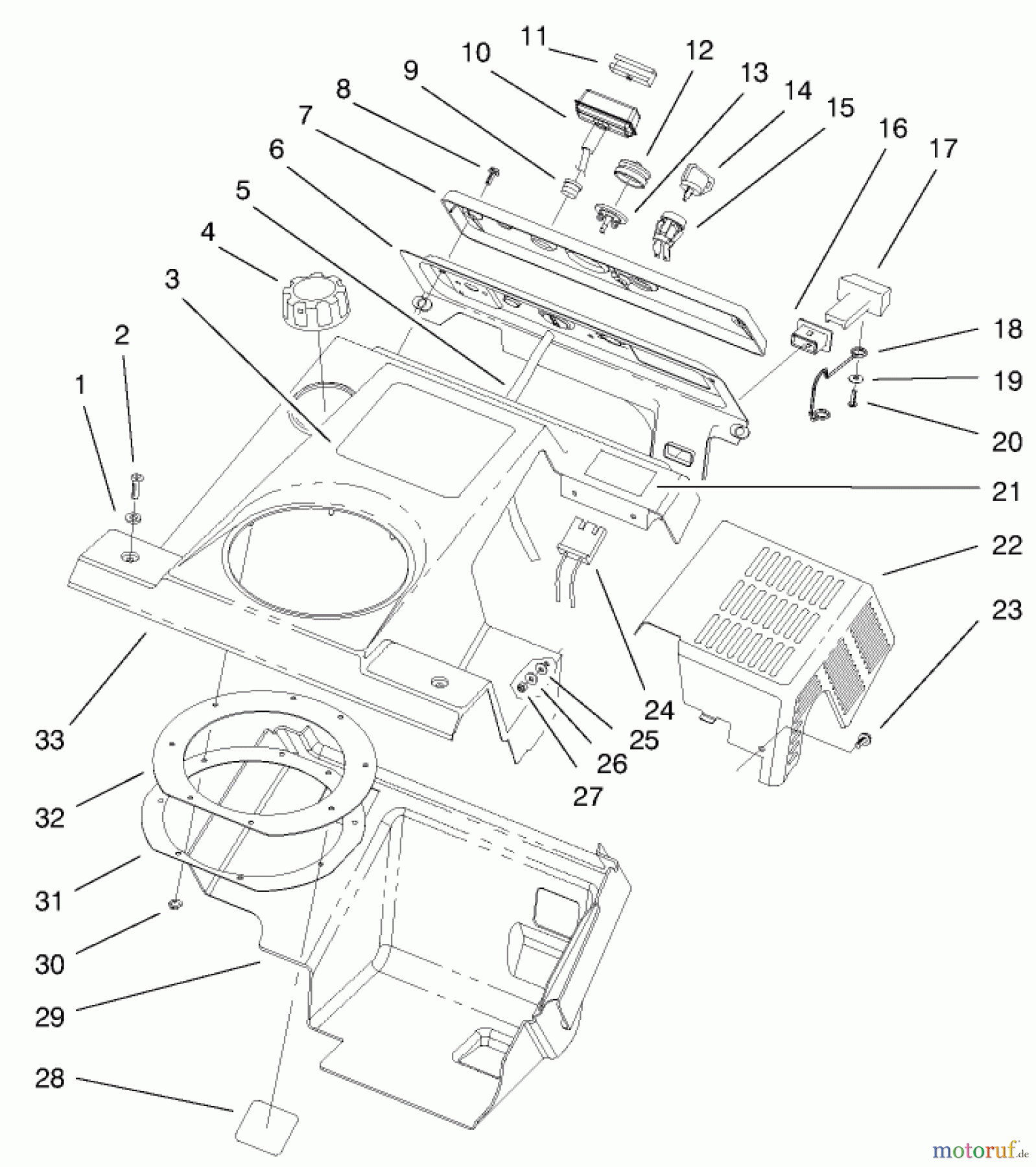  Toro Neu Snow Blowers/Snow Throwers Seite 1 38419 (2450) - Toro CCR 2450 Snowthrower, 2000 (200000001-200012436) UPPER SHROUD AND CONTROL PANEL ASSEMBLY